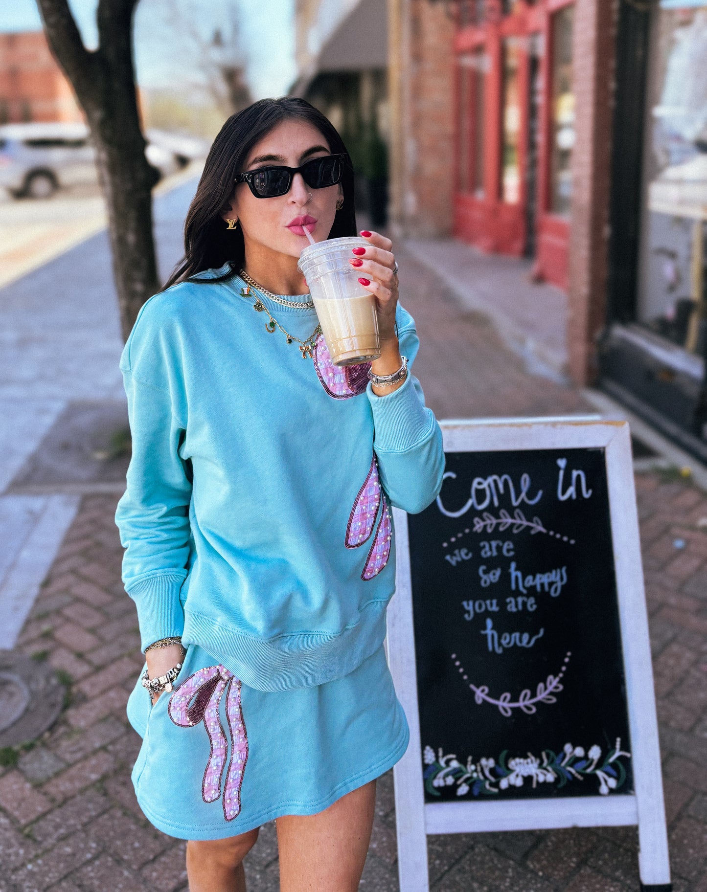 Girly Gingham Bow Sweatshirt