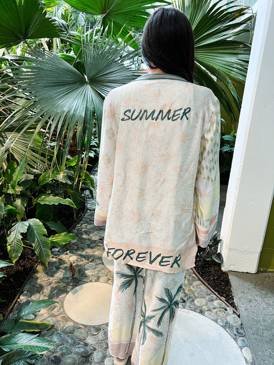 Blazer estampado de satén Summer Paradise