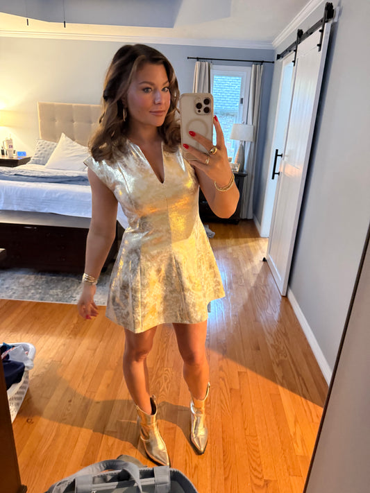 Alice Gold Ponte Mini Dress
