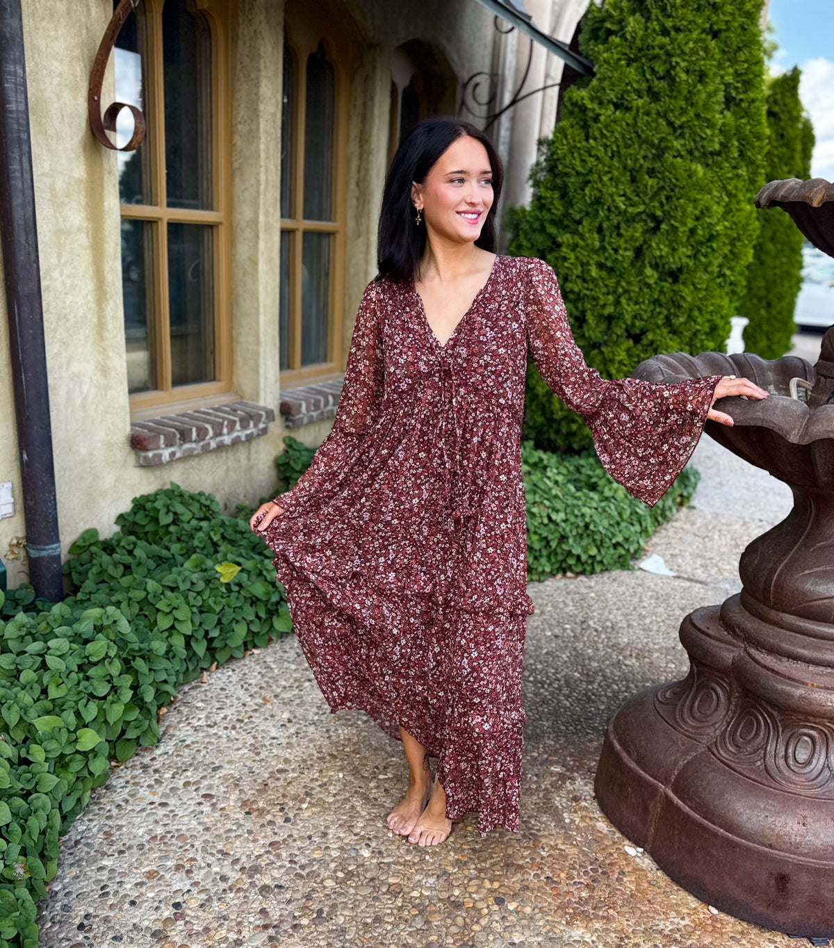 Brianna Floral Organza Midi Dress