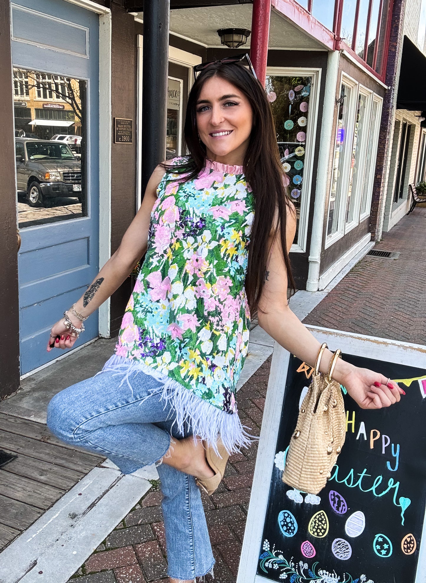 Sparkling Blossoms Feather Tunic
