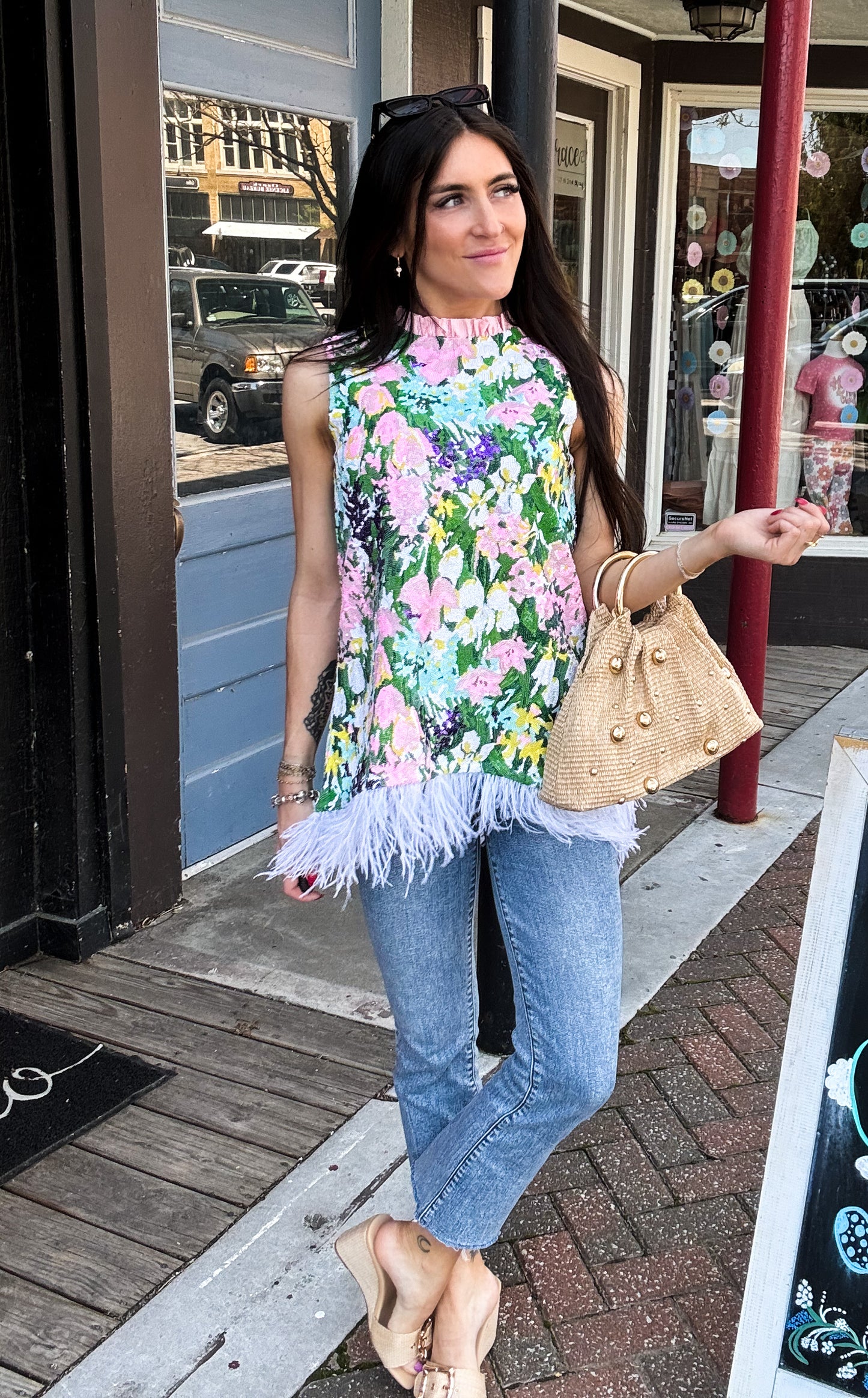 Sparkling Blossoms Feather Tunic
