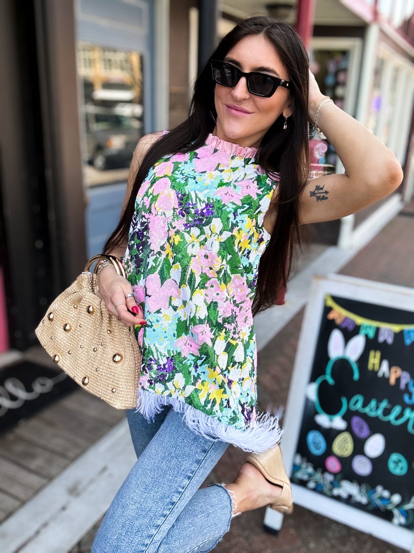 Sparkling Blossoms Feather Tunic
