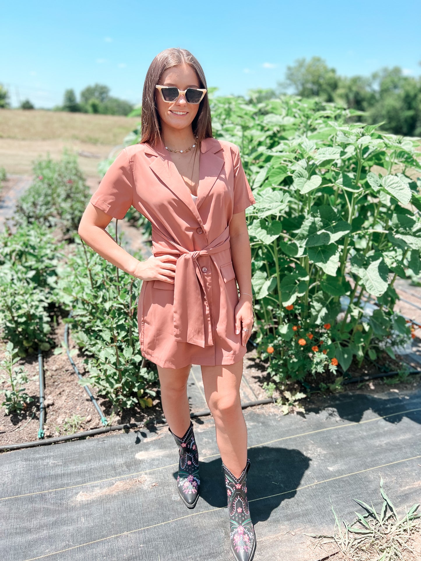 Definite Diva Tie Front Blazer Dress