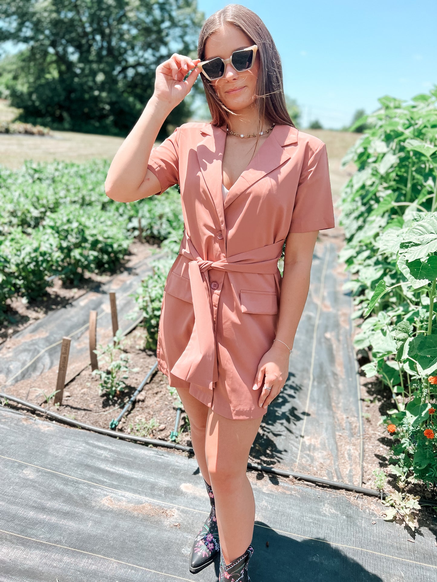 Definite Diva Tie Front Blazer Dress