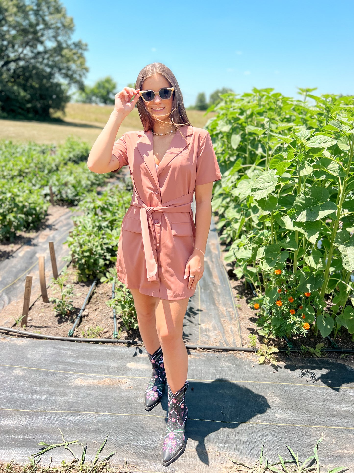 Definite Diva Tie Front Blazer Dress