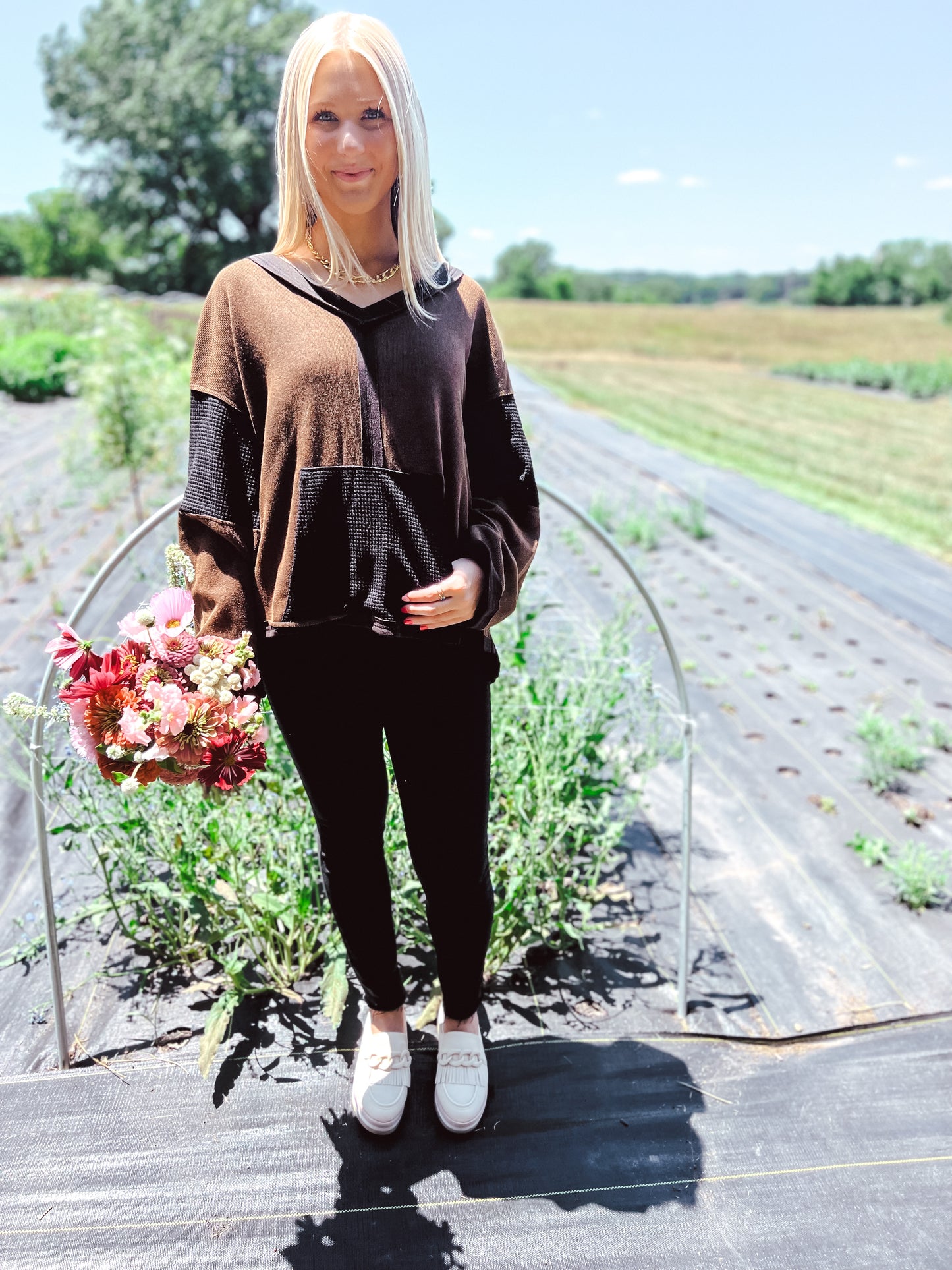 Ribbed Thermal V-Neck