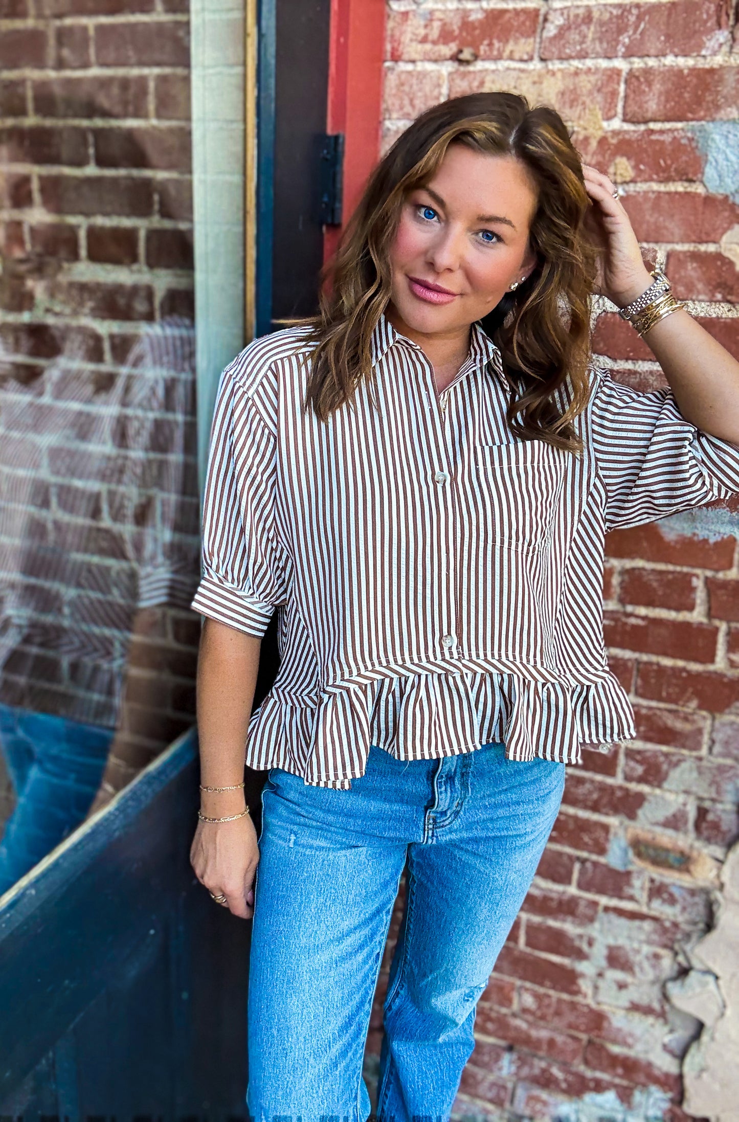 Caramel Latte Ruffle Blouse
