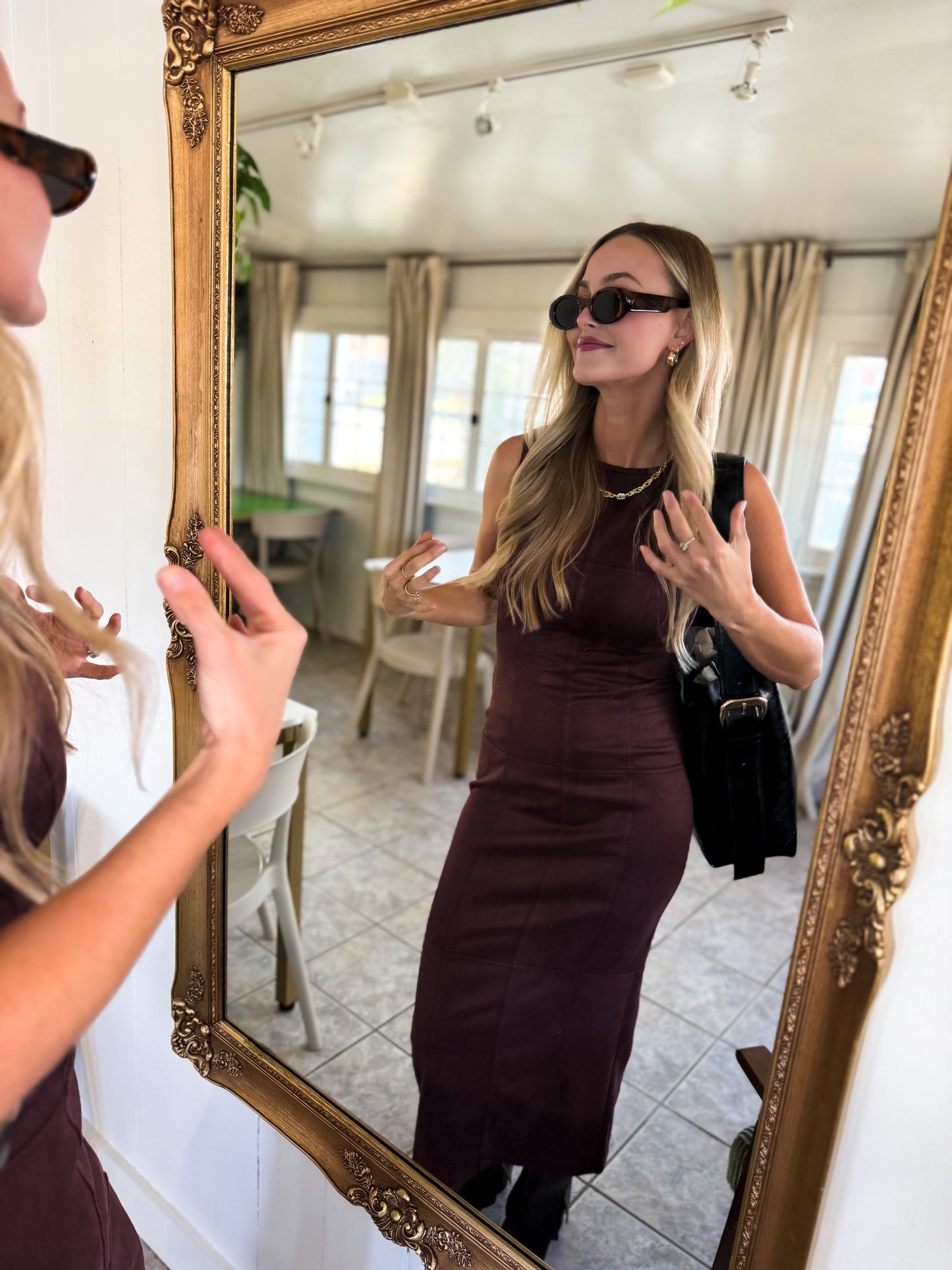 Clarice Plum Suede Long Dress