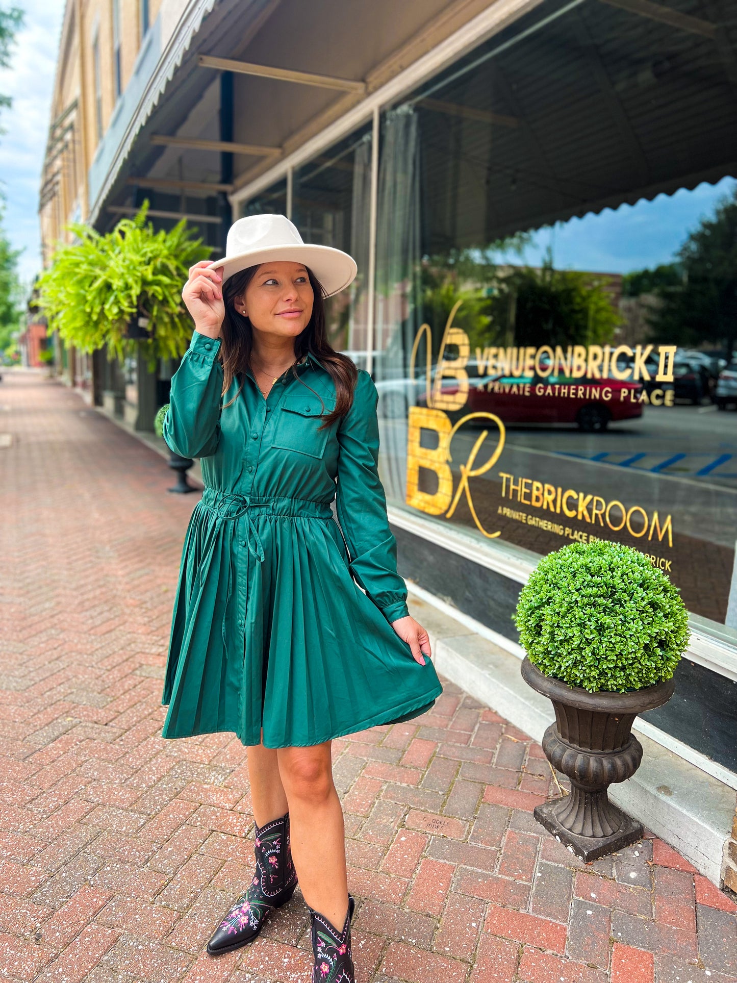 Pricilla Poplin Pleated Dress