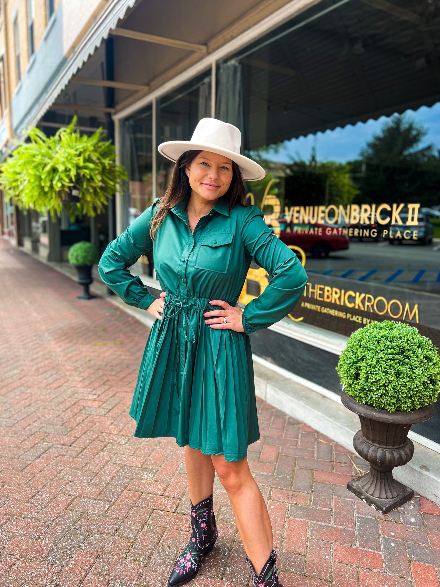 Pricilla Poplin Pleated Dress