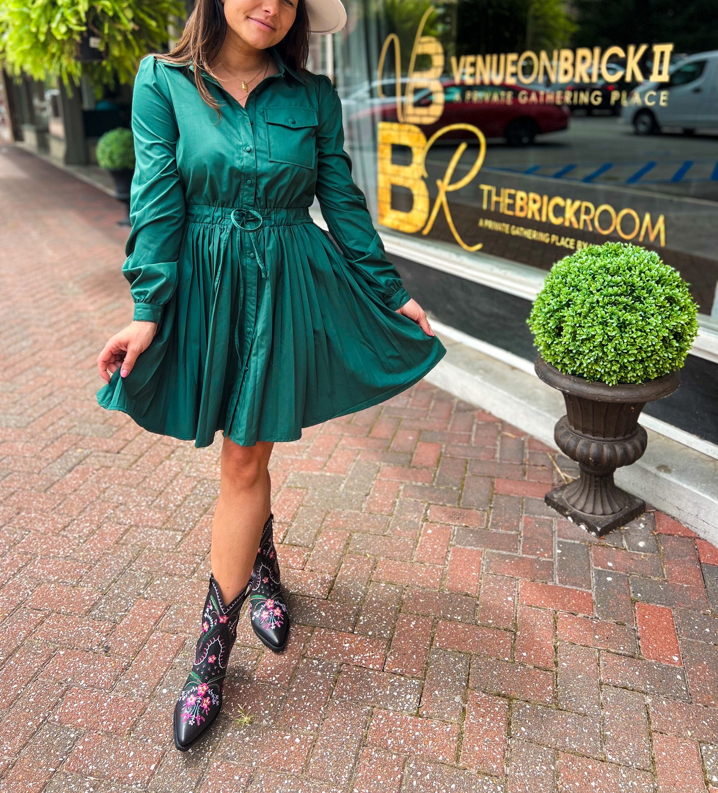 Pricilla Poplin Pleated Dress