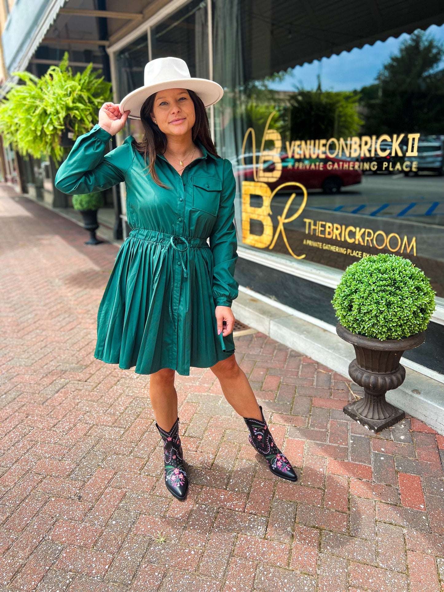 Pricilla Poplin Pleated Dress