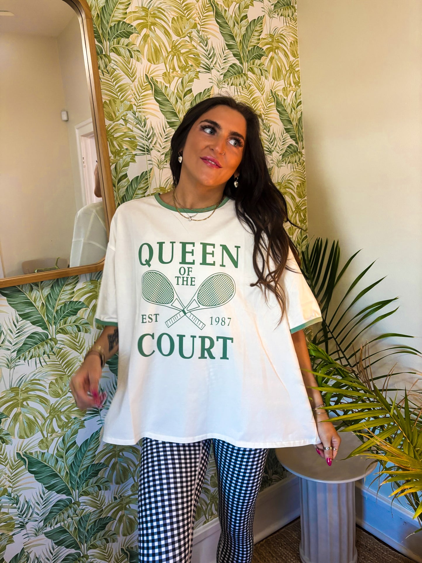 Queen of the Court Ring Neck Graphic Tee