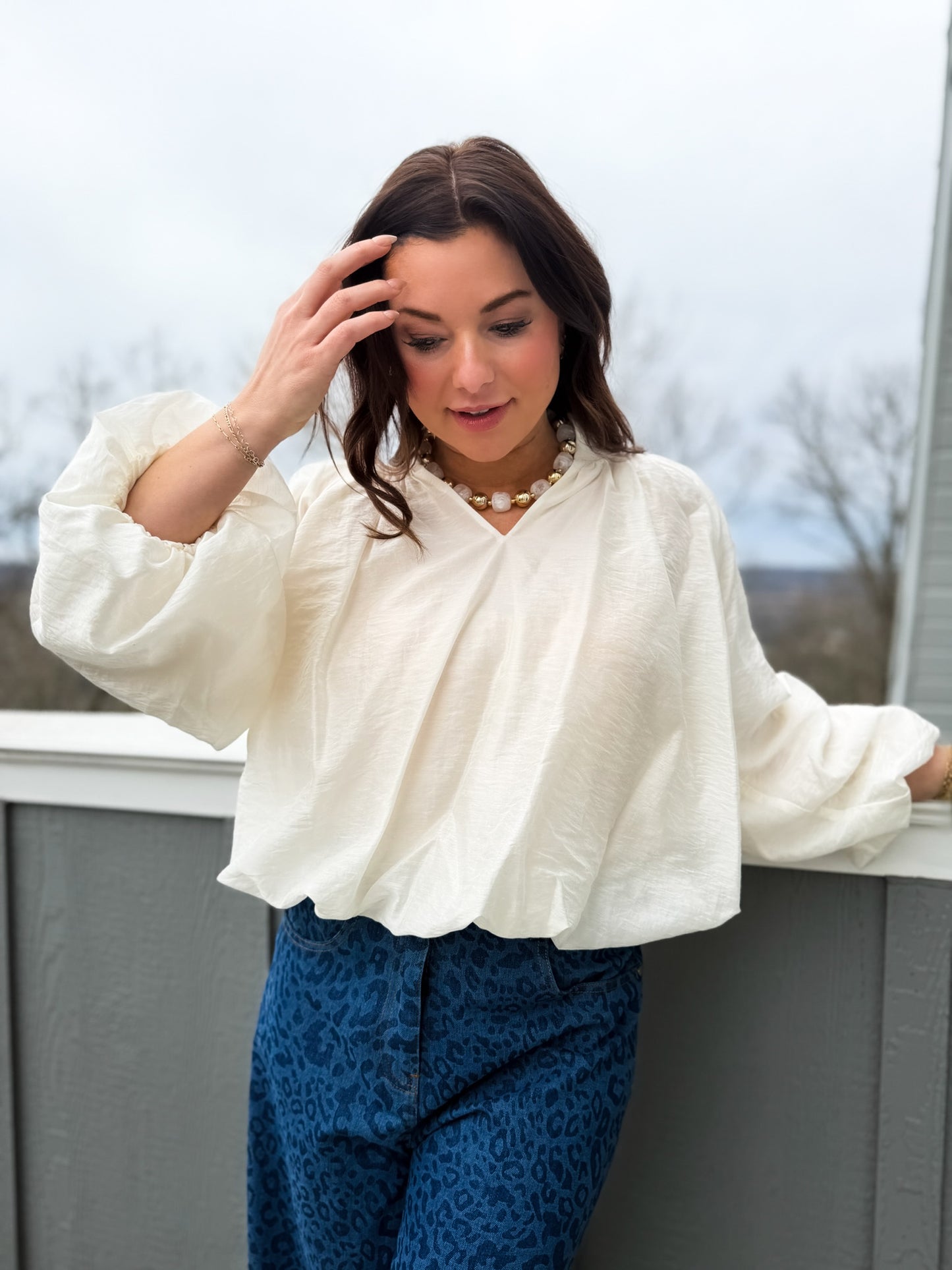 Breathless Cream Bubble Blouse