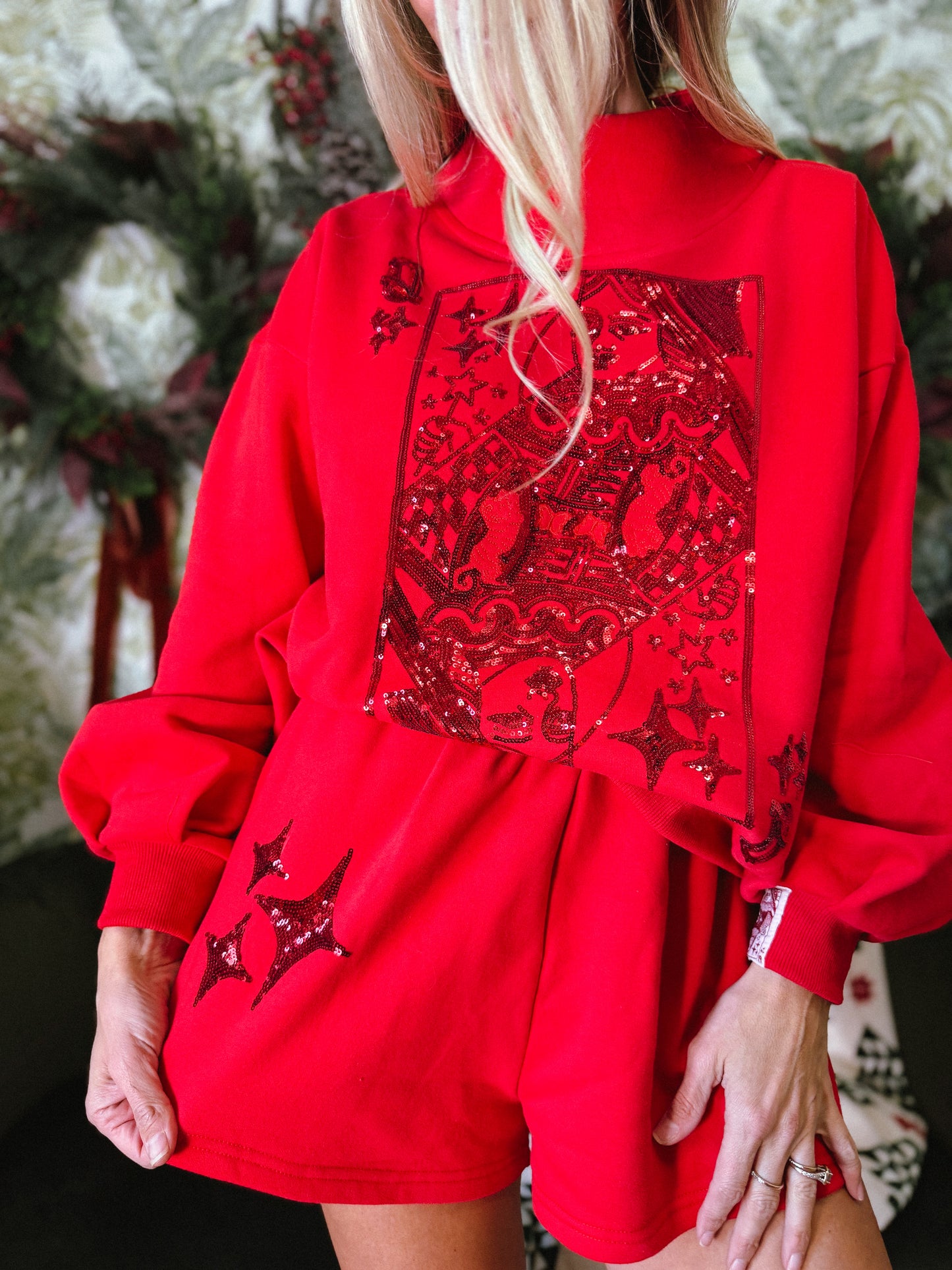 Red QOS Card Logo Sweatshirt