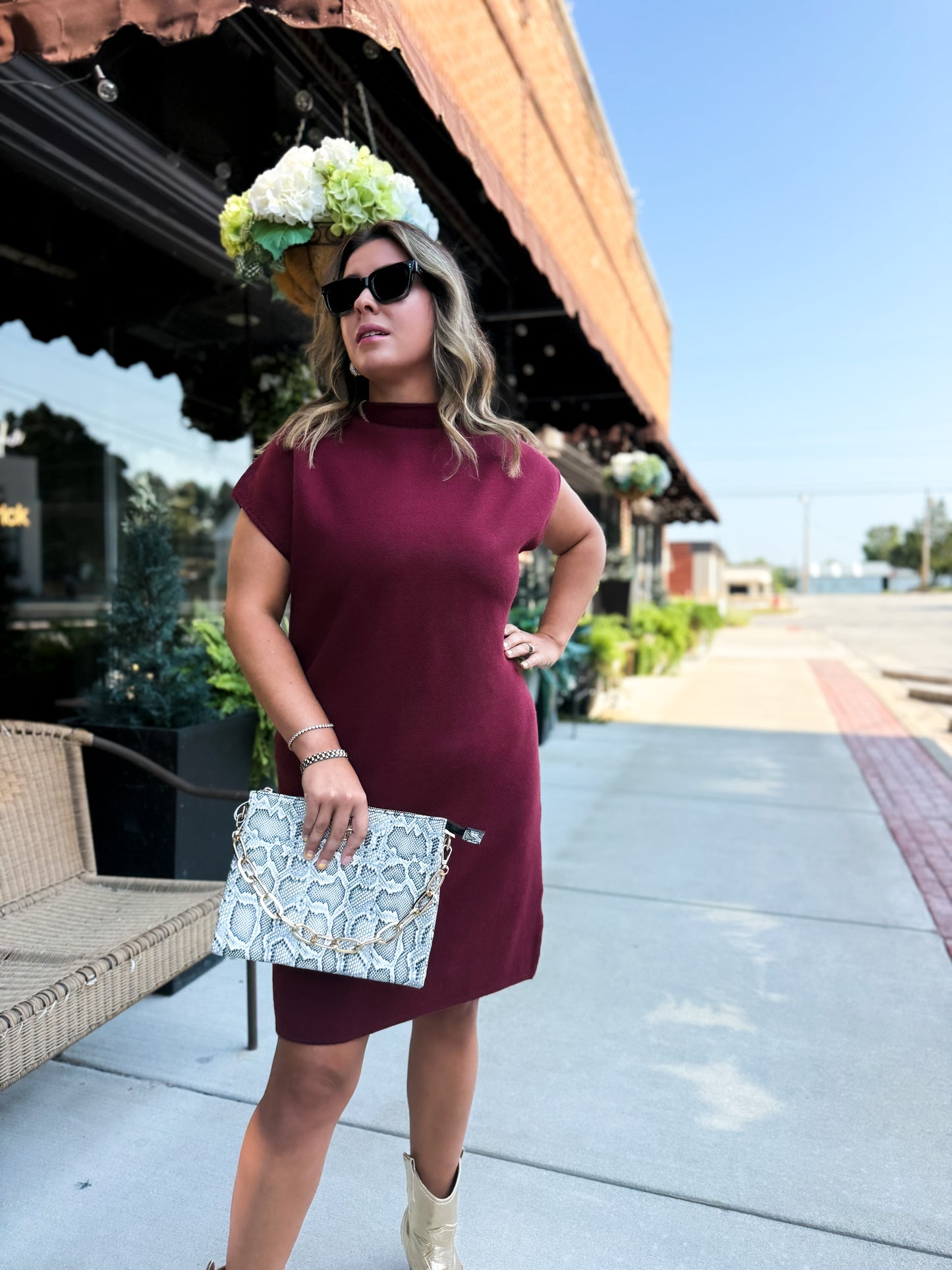 Camille Burgundy Mini Sweater Dress