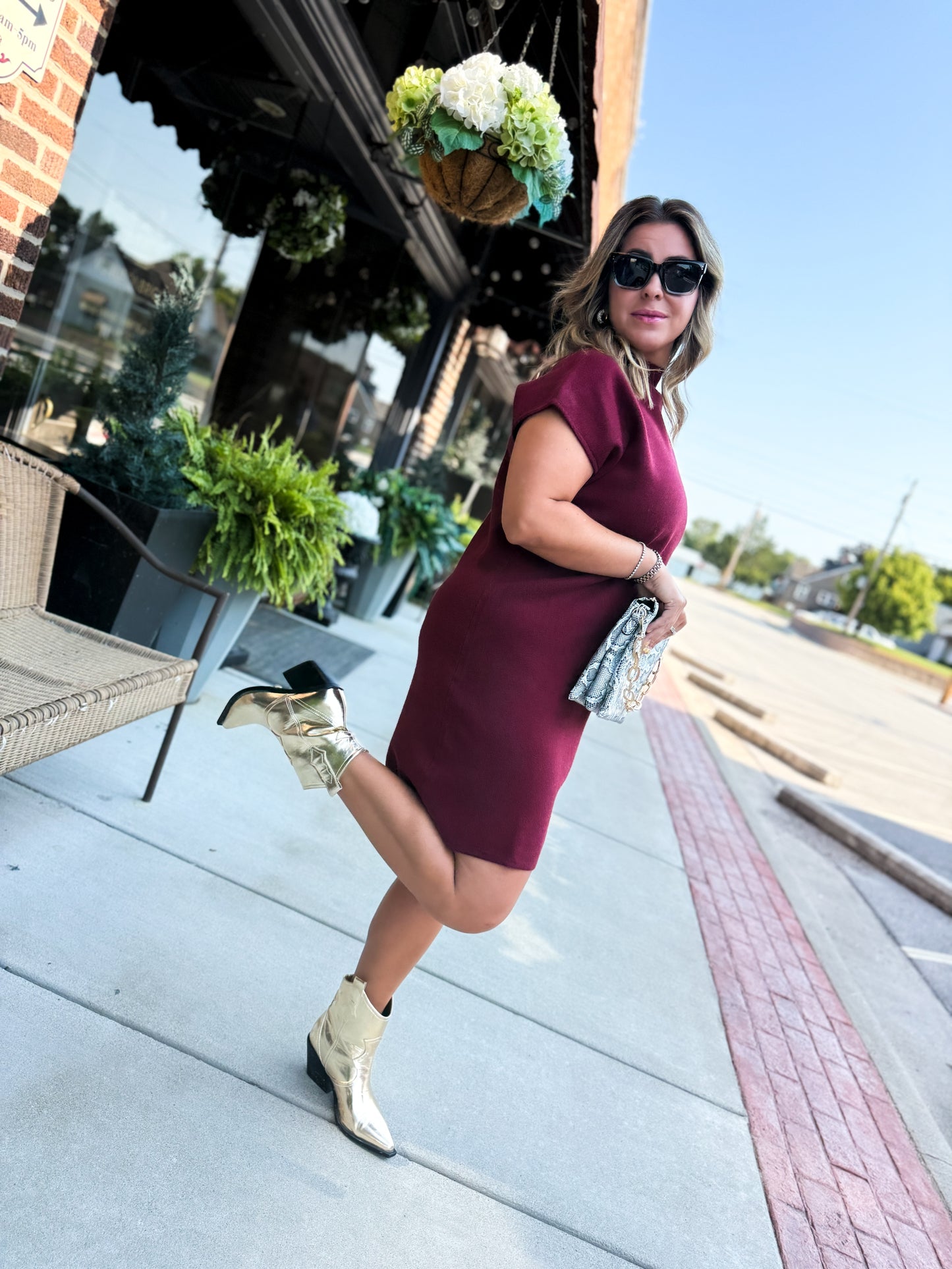 Camille Burgundy Mini Sweater Dress