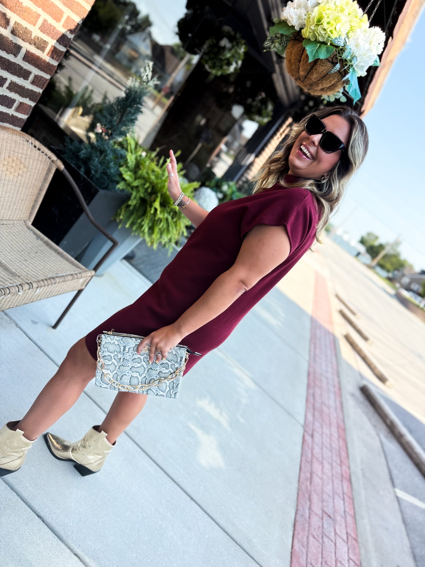 Camille Burgundy Mini Sweater Dress