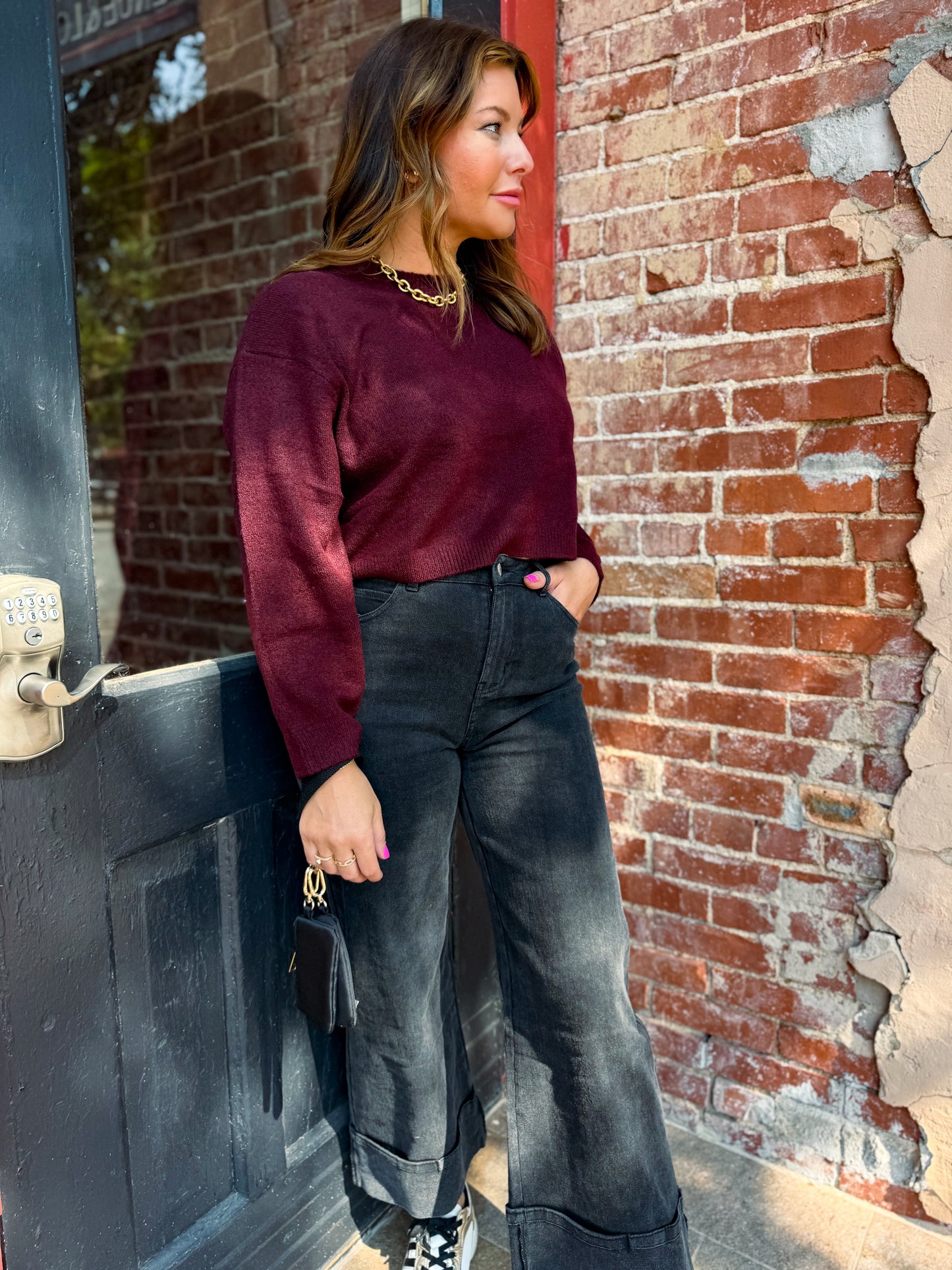 Merlot Cropped Sweater