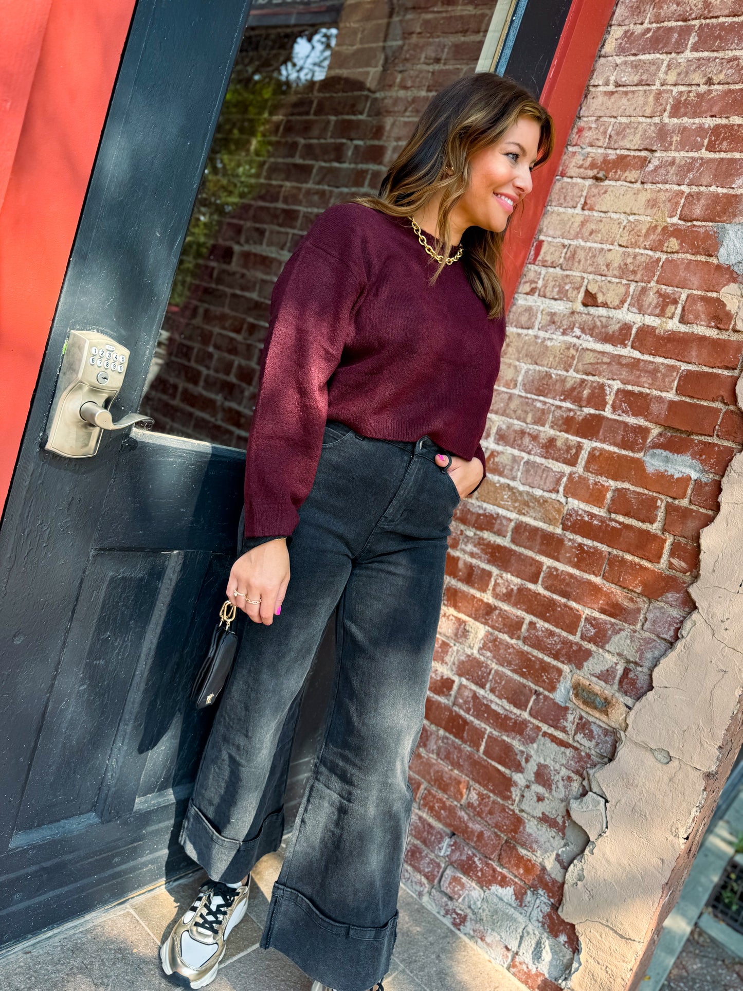 Merlot Cropped Sweater