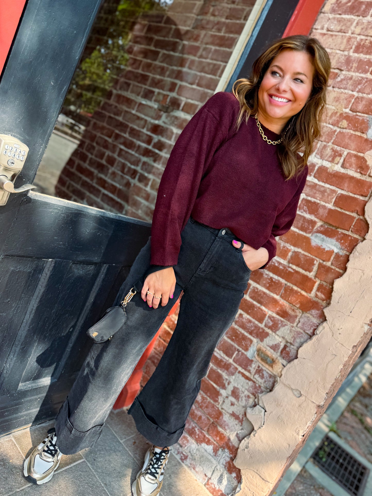 Merlot Cropped Sweater