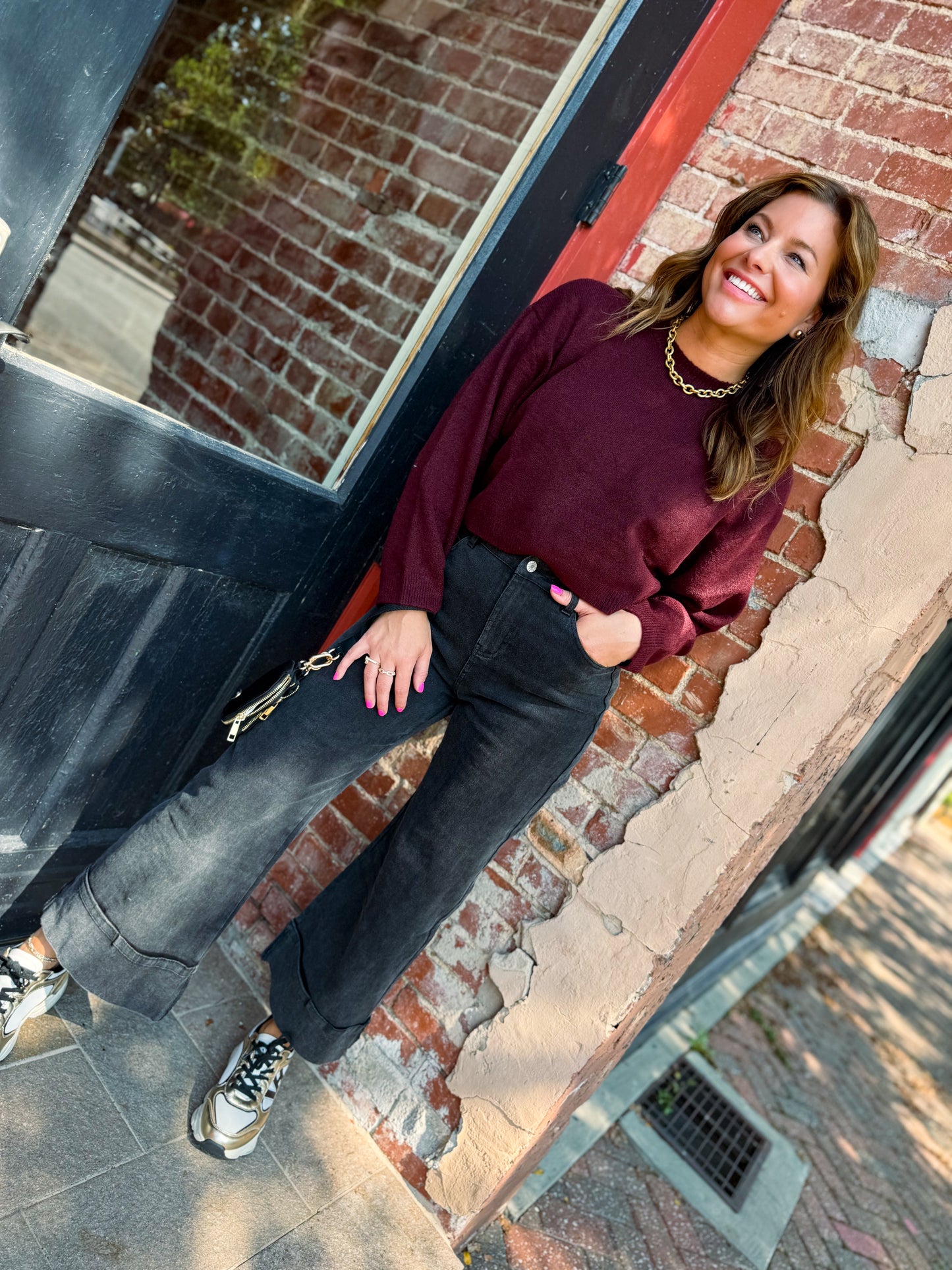 Merlot Cropped Sweater