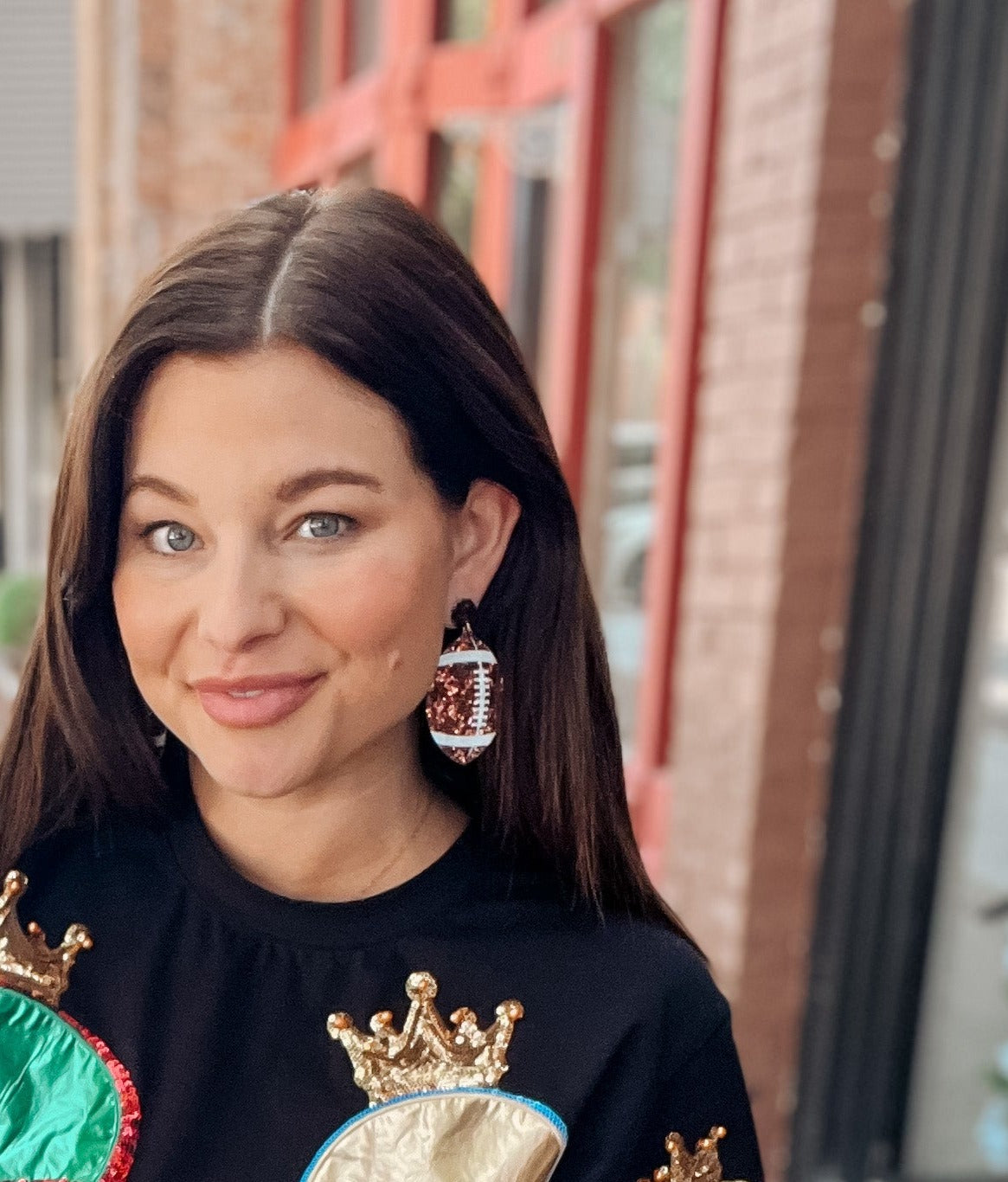 Glitter Football Earrings