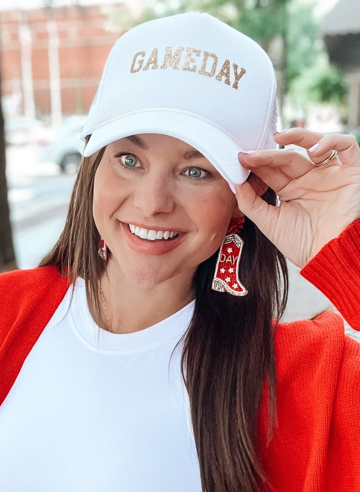 Rhinestone Game Day Boot Earrings