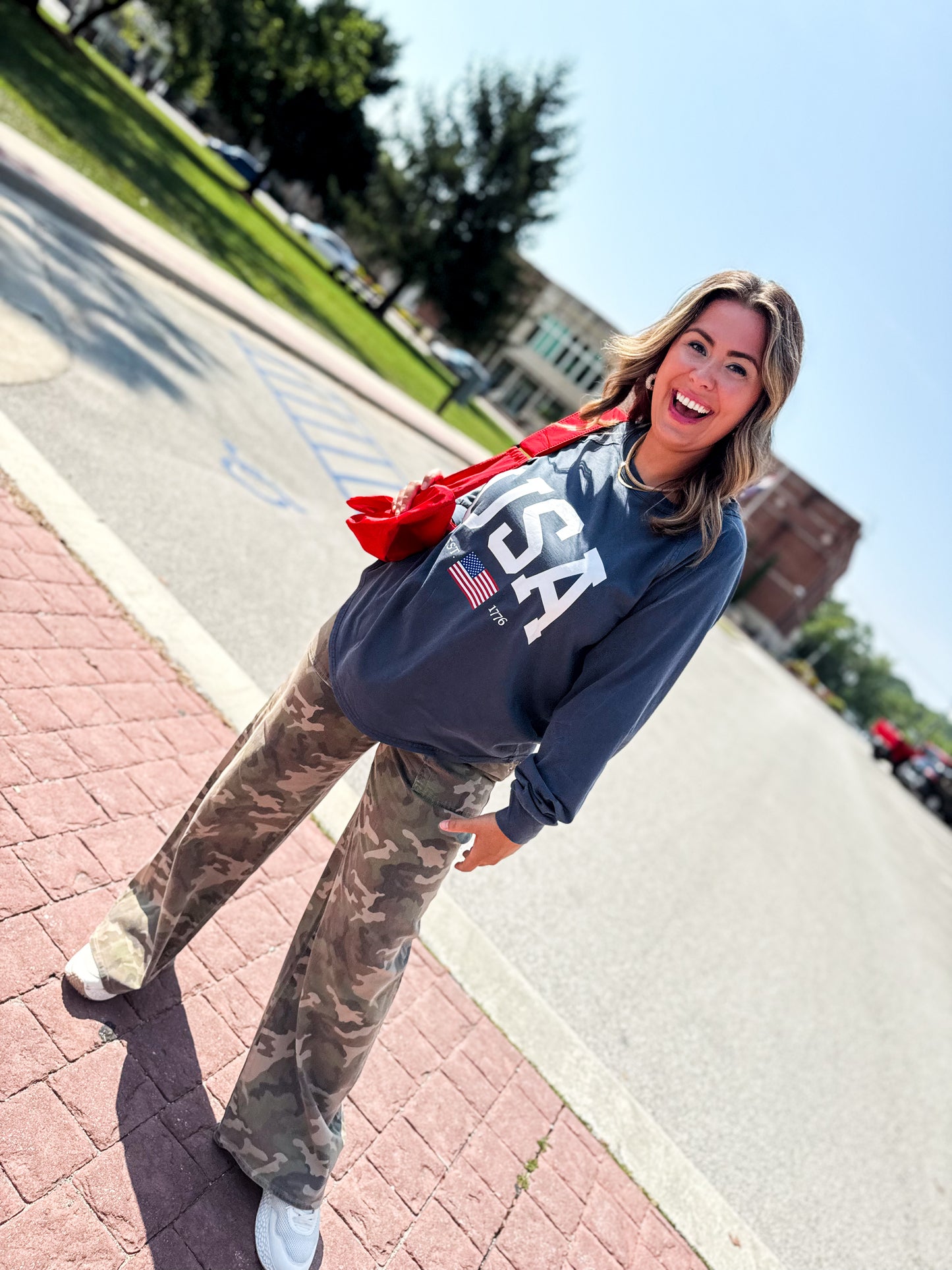 USA Graphic Raglan Long Sleeve Tee