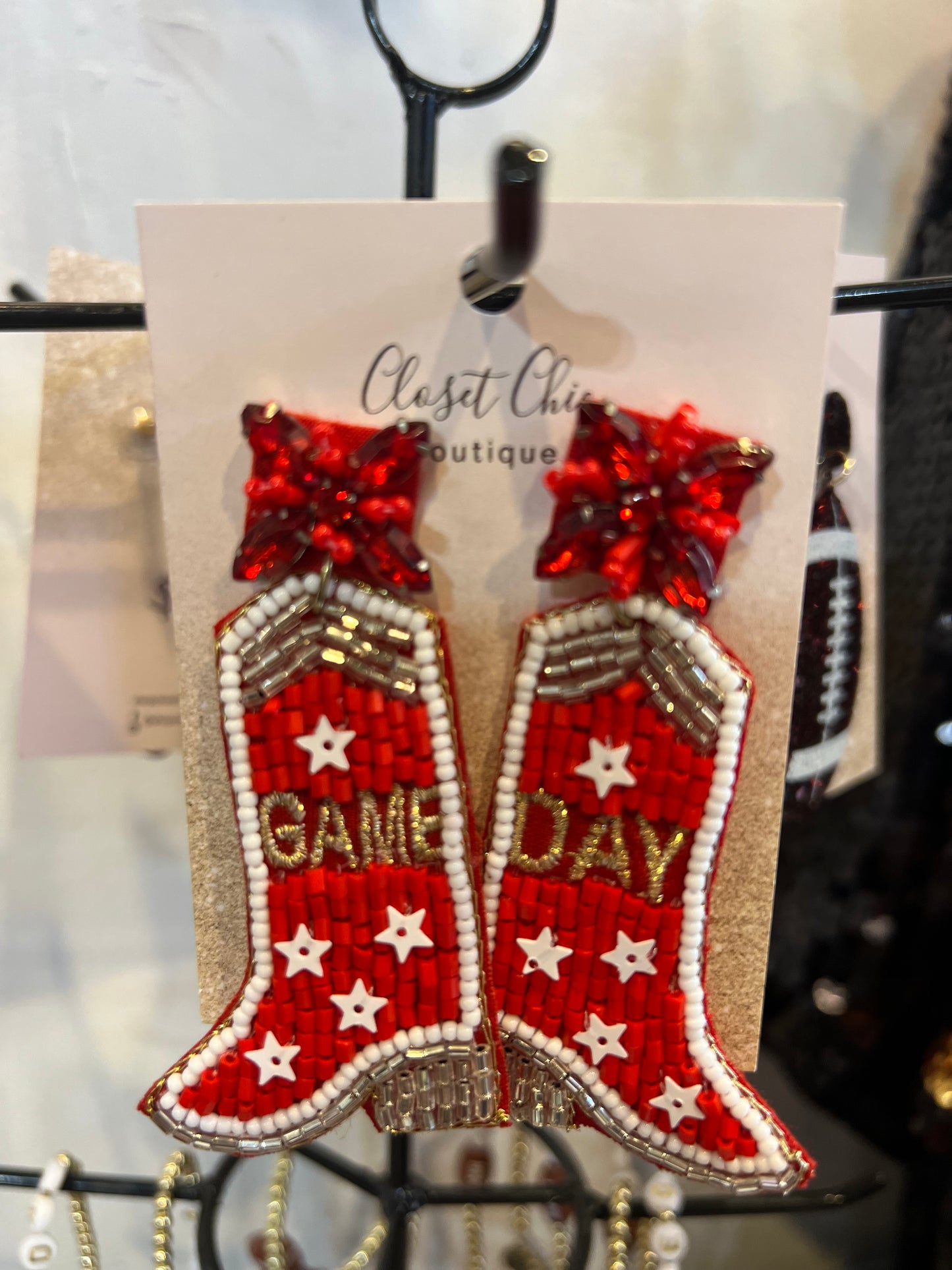 Rhinestone Game Day Boot Earrings