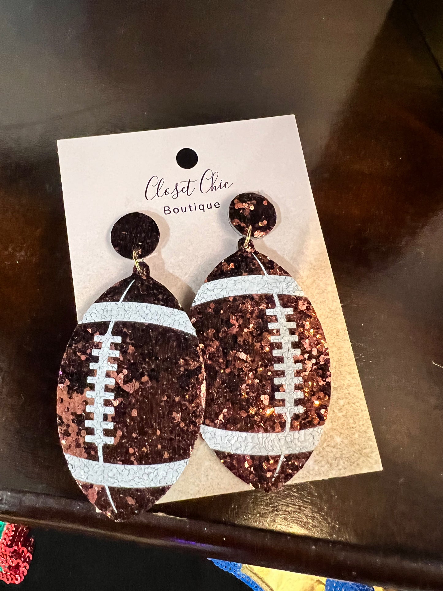 Glitter Football Earrings