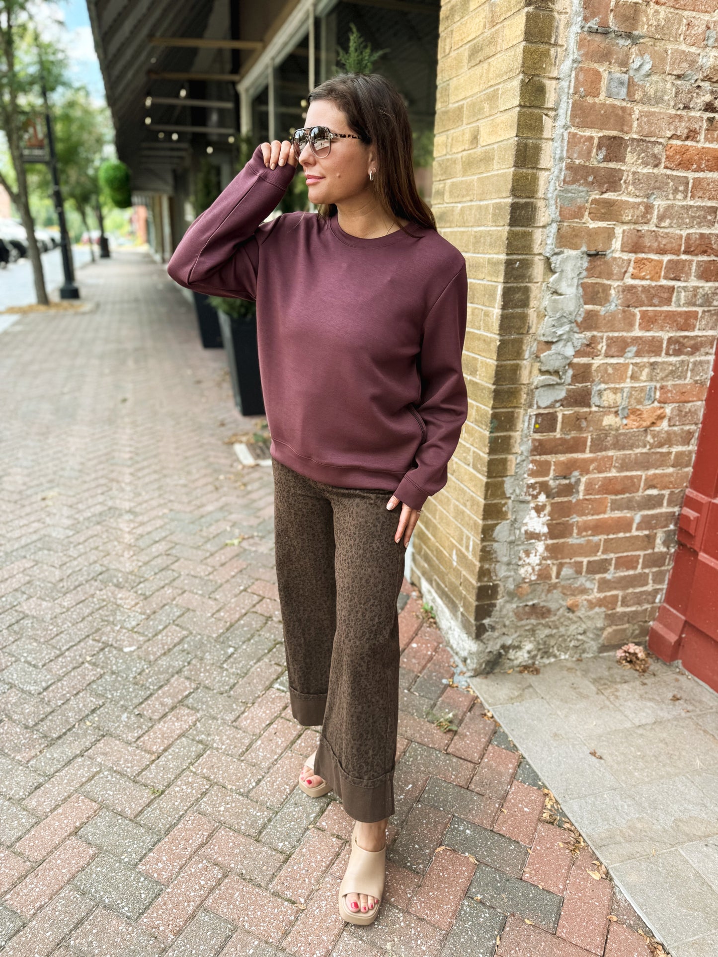 Merlot Truffle Cloud Fleece Crew