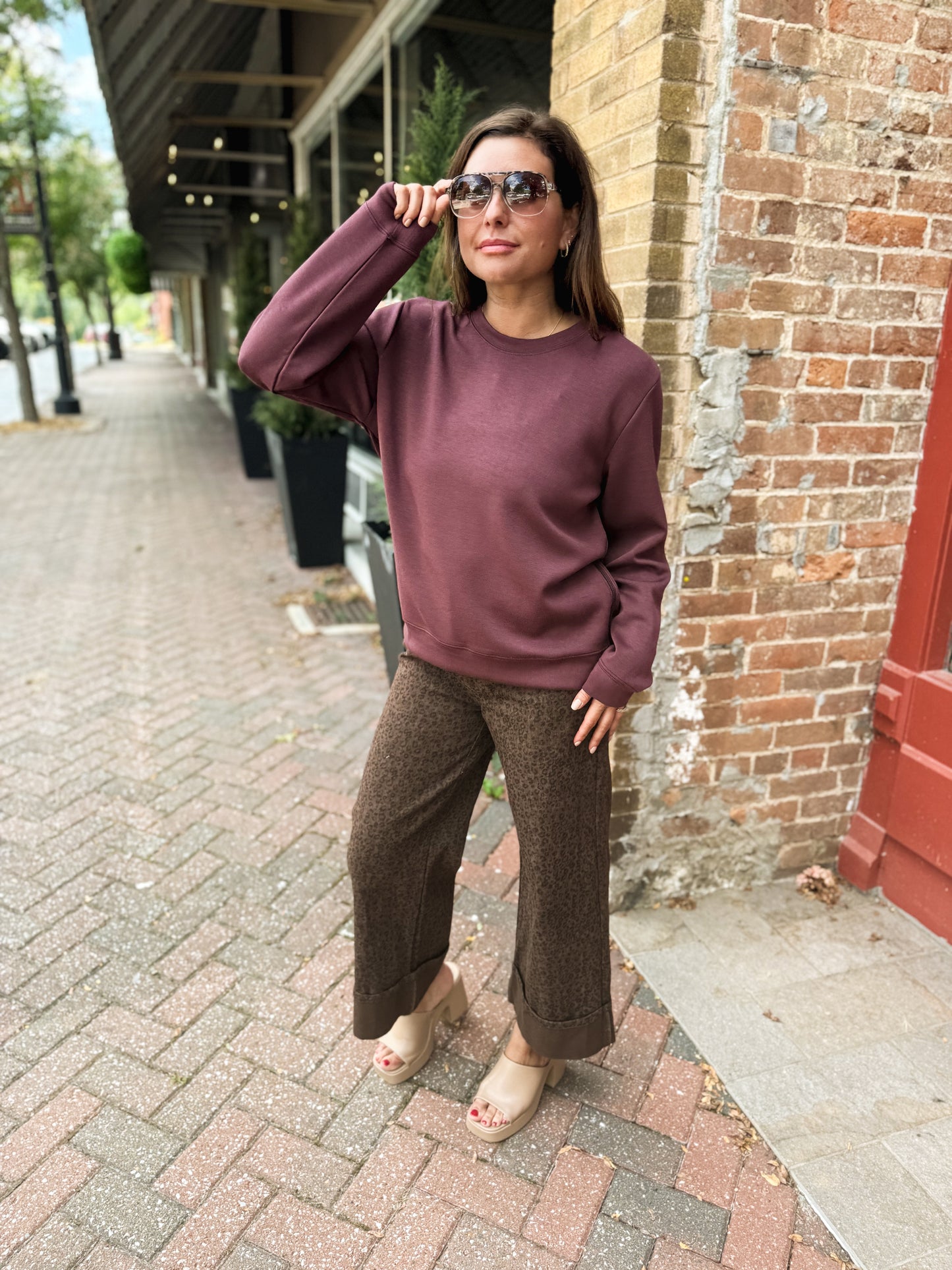 Merlot Truffle Cloud Fleece Crew