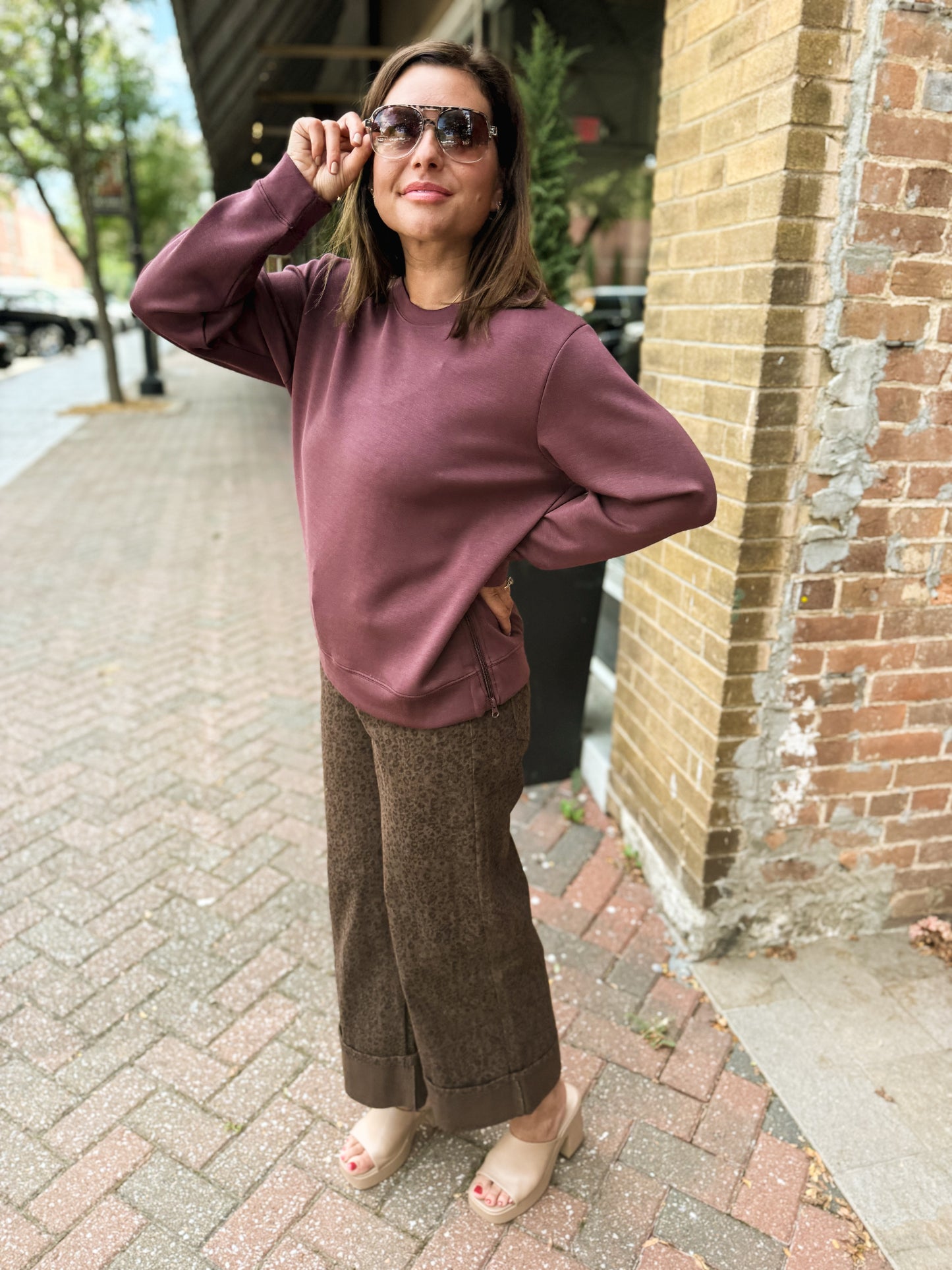 Merlot Truffle Cloud Fleece Crew