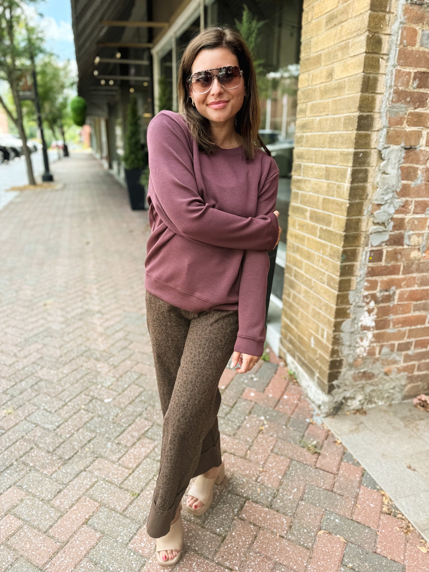 Merlot Truffle Cloud Fleece Crew