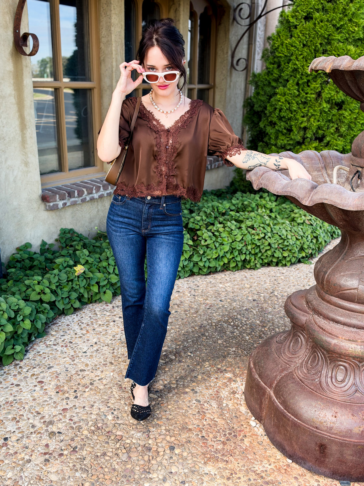 Chocolate Kiss Satin Lace Top