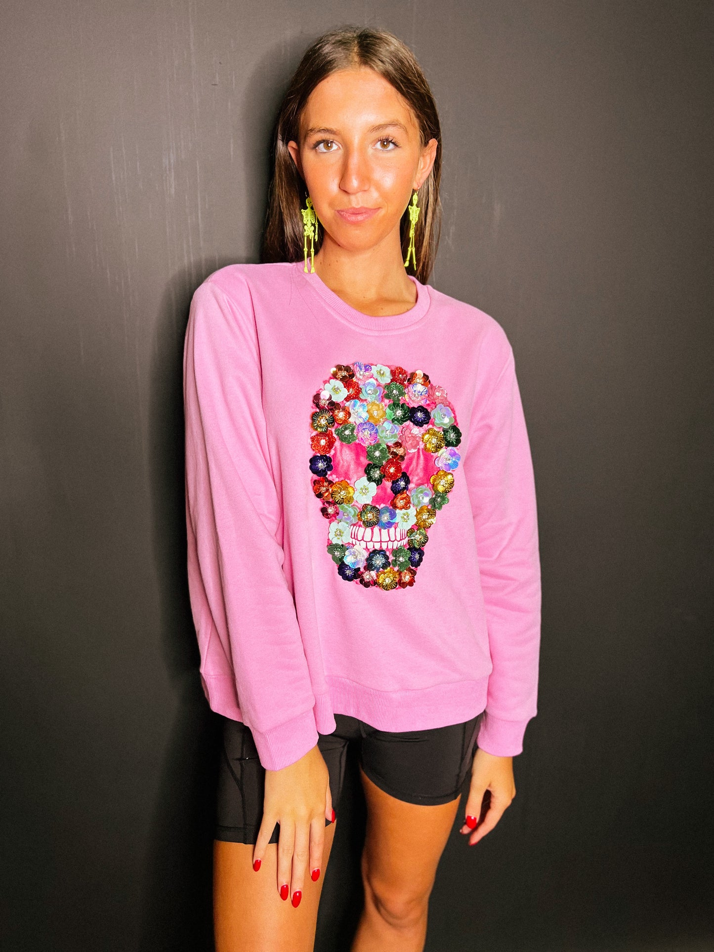 3D Flower Skull Sweatshirt