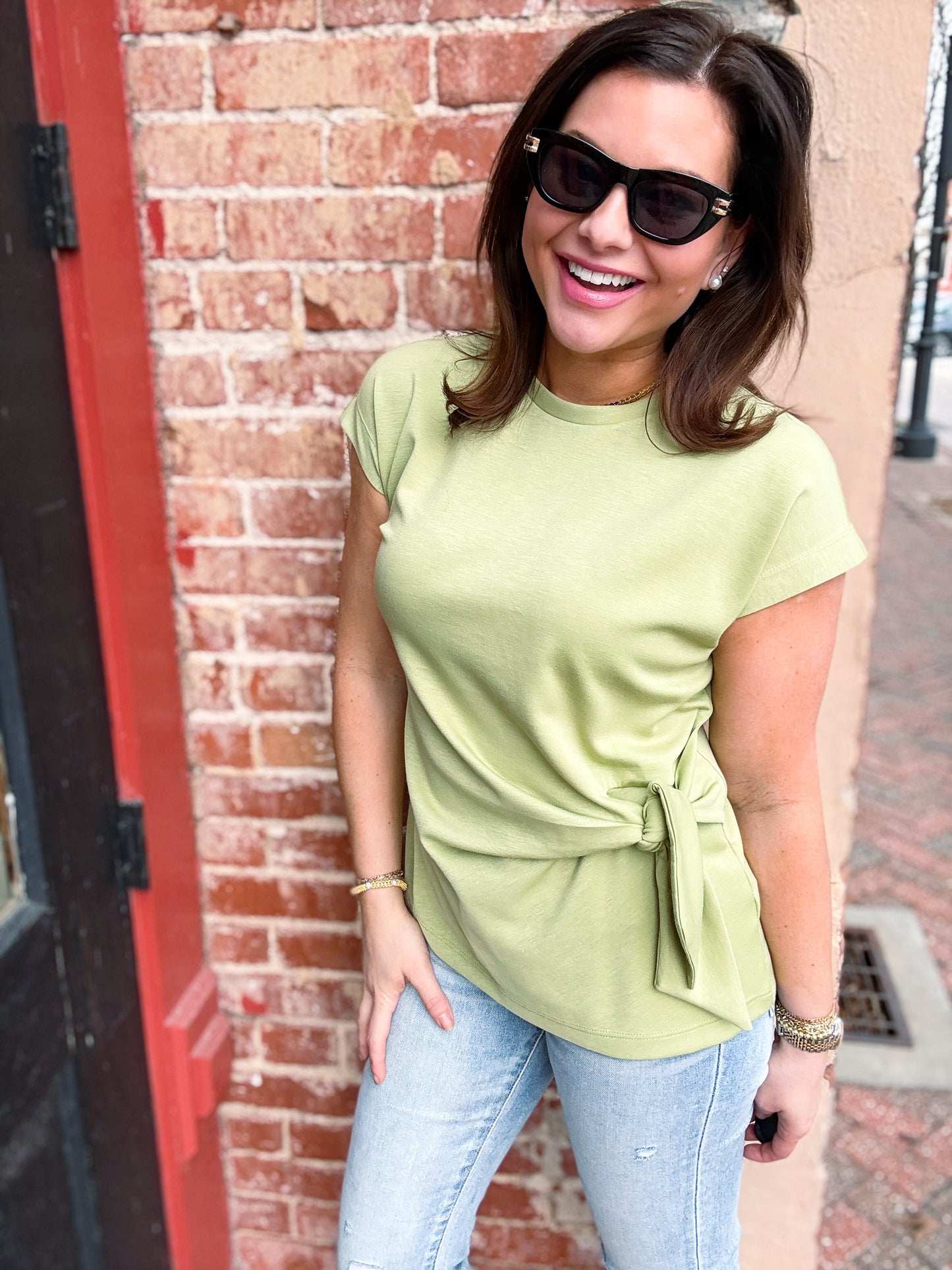Matcha Tie Detail Tee