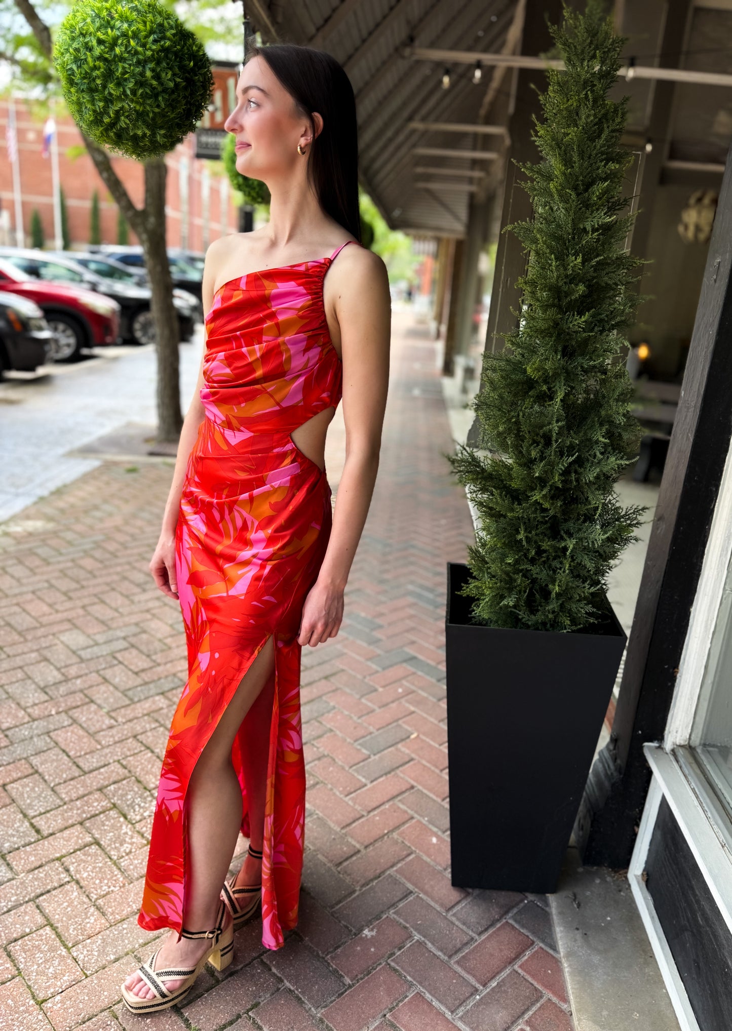 Sunset Lover One Shoulder Ruched Maxi Dress