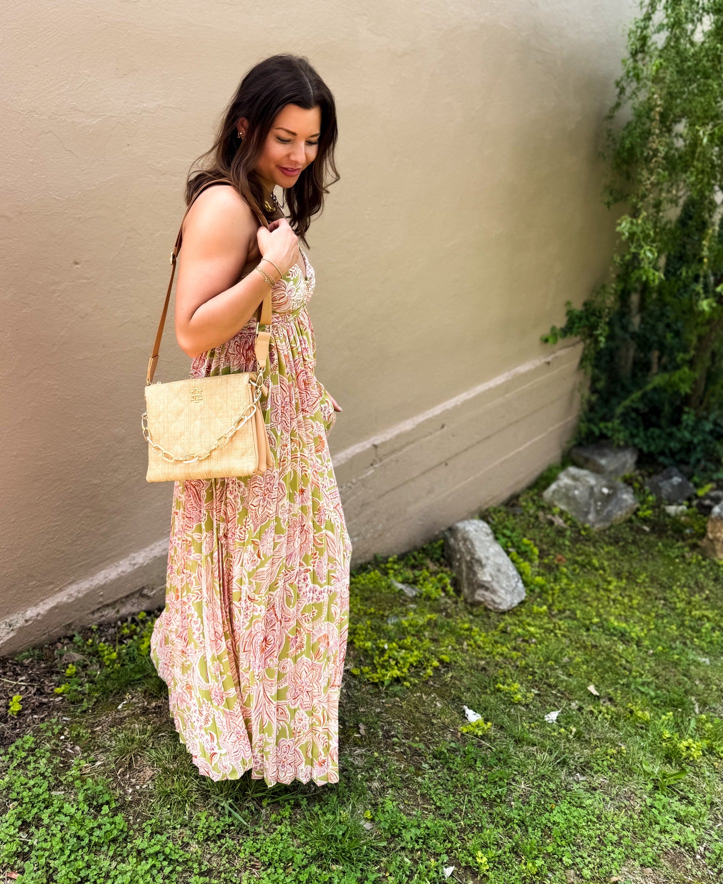 Lilly Bloom Pleated Maxi Dres