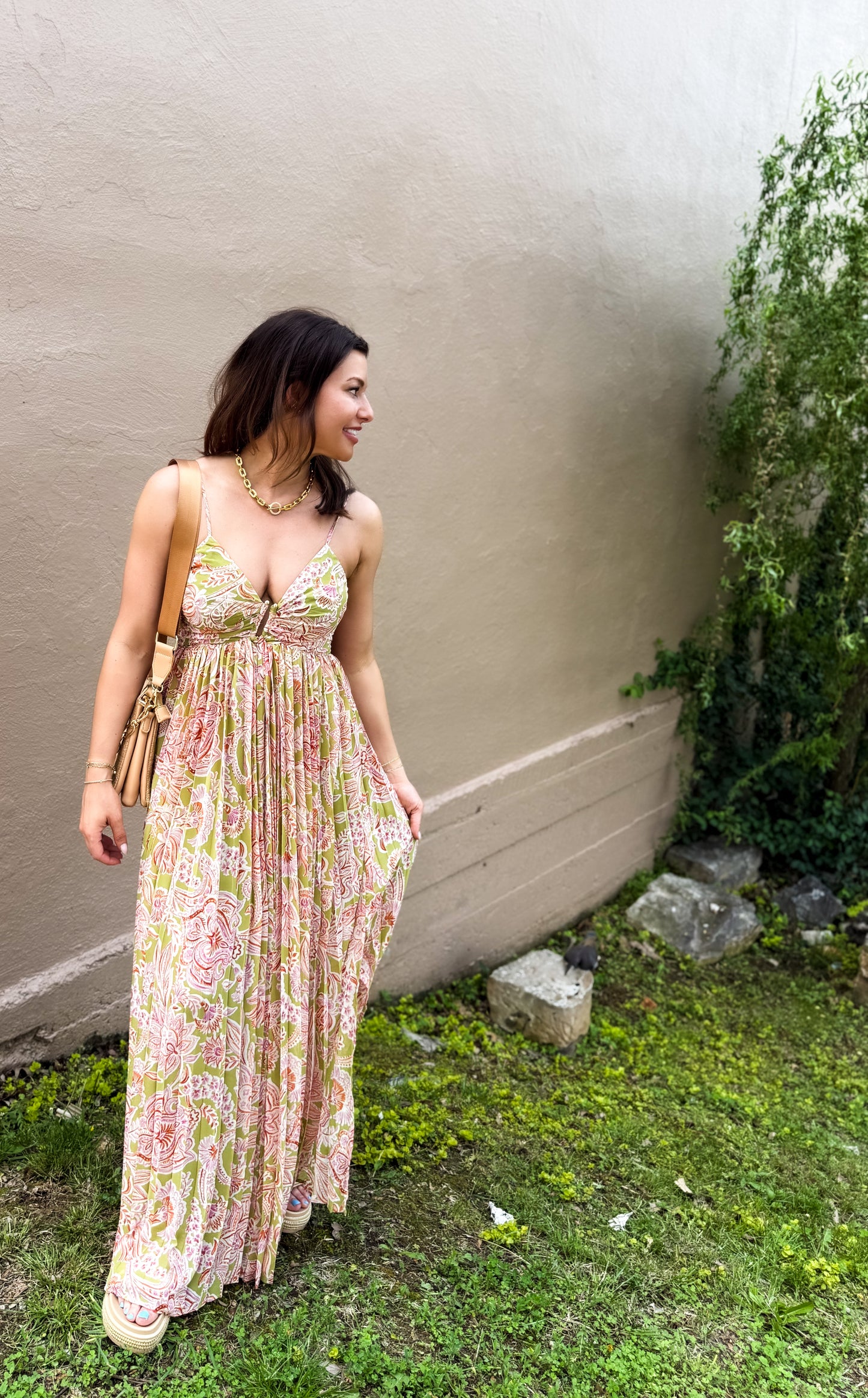 Lilly Bloom Pleated Maxi Dres