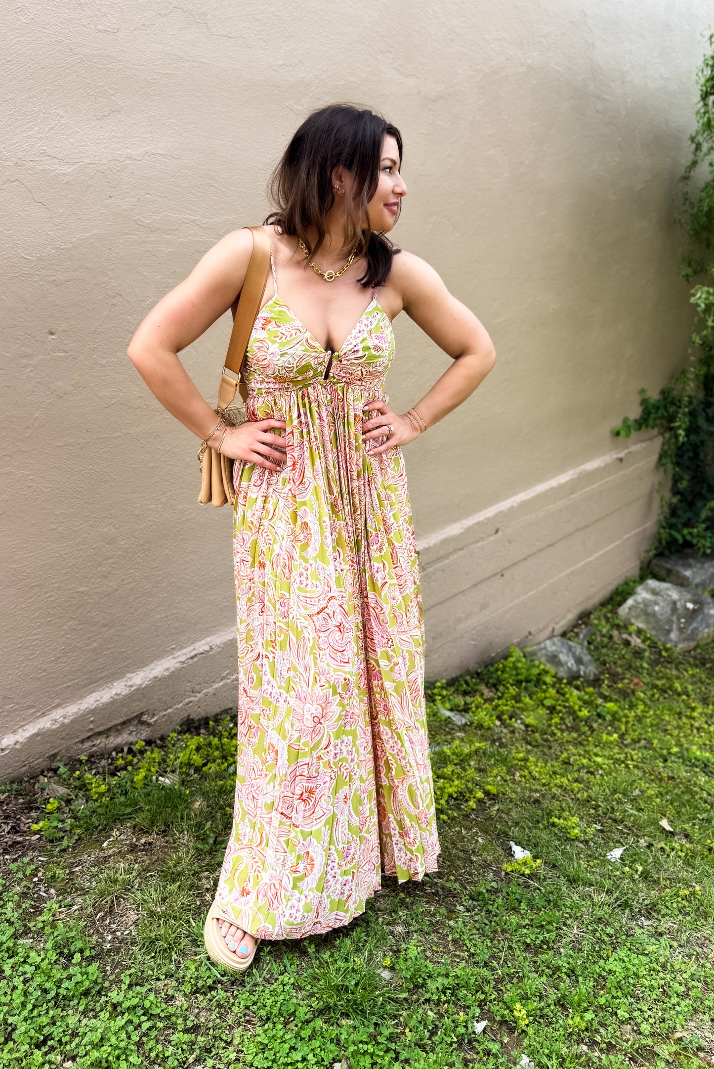 Lilly Bloom Pleated Maxi Dres