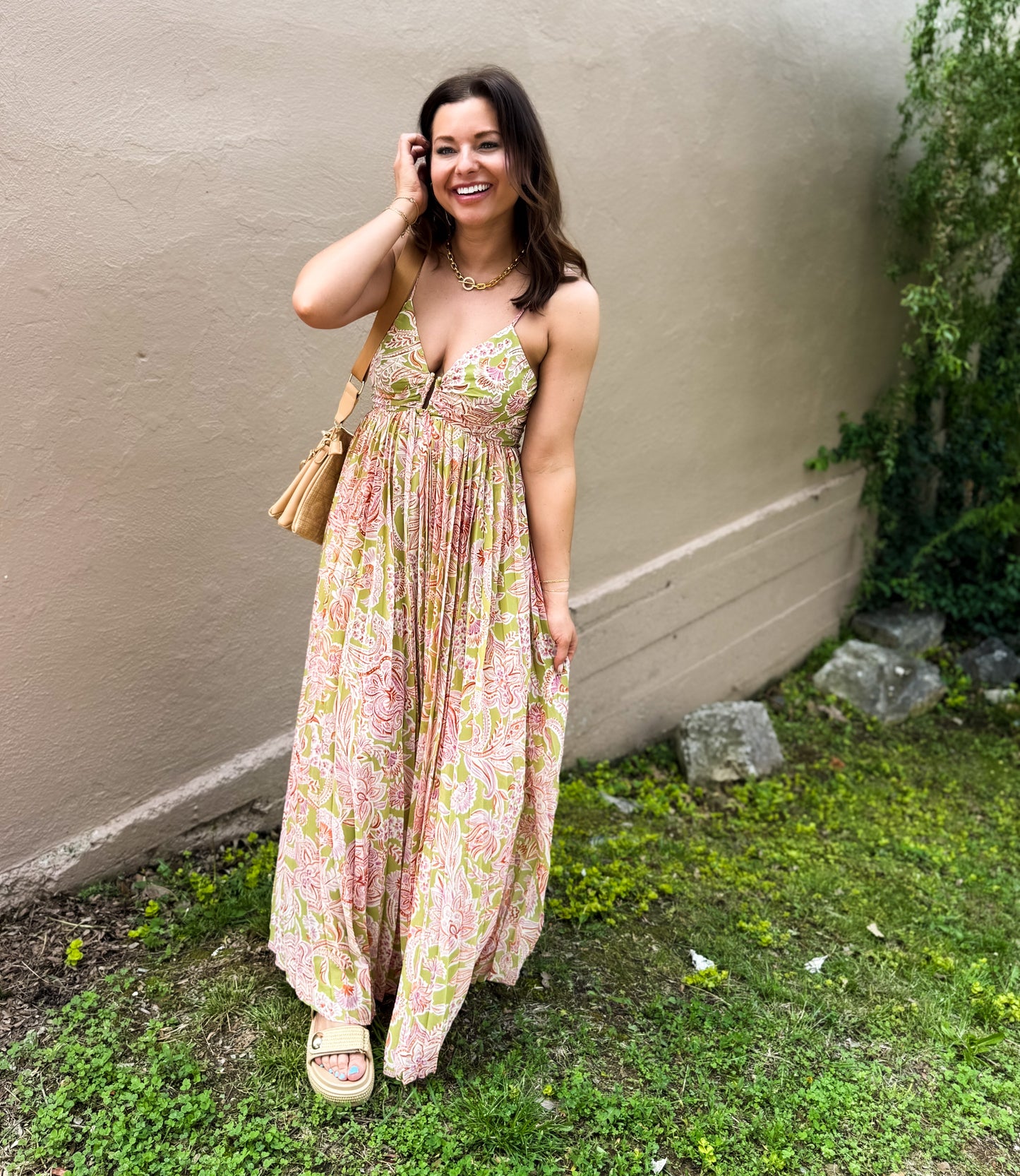 Lilly Bloom Pleated Maxi Dres