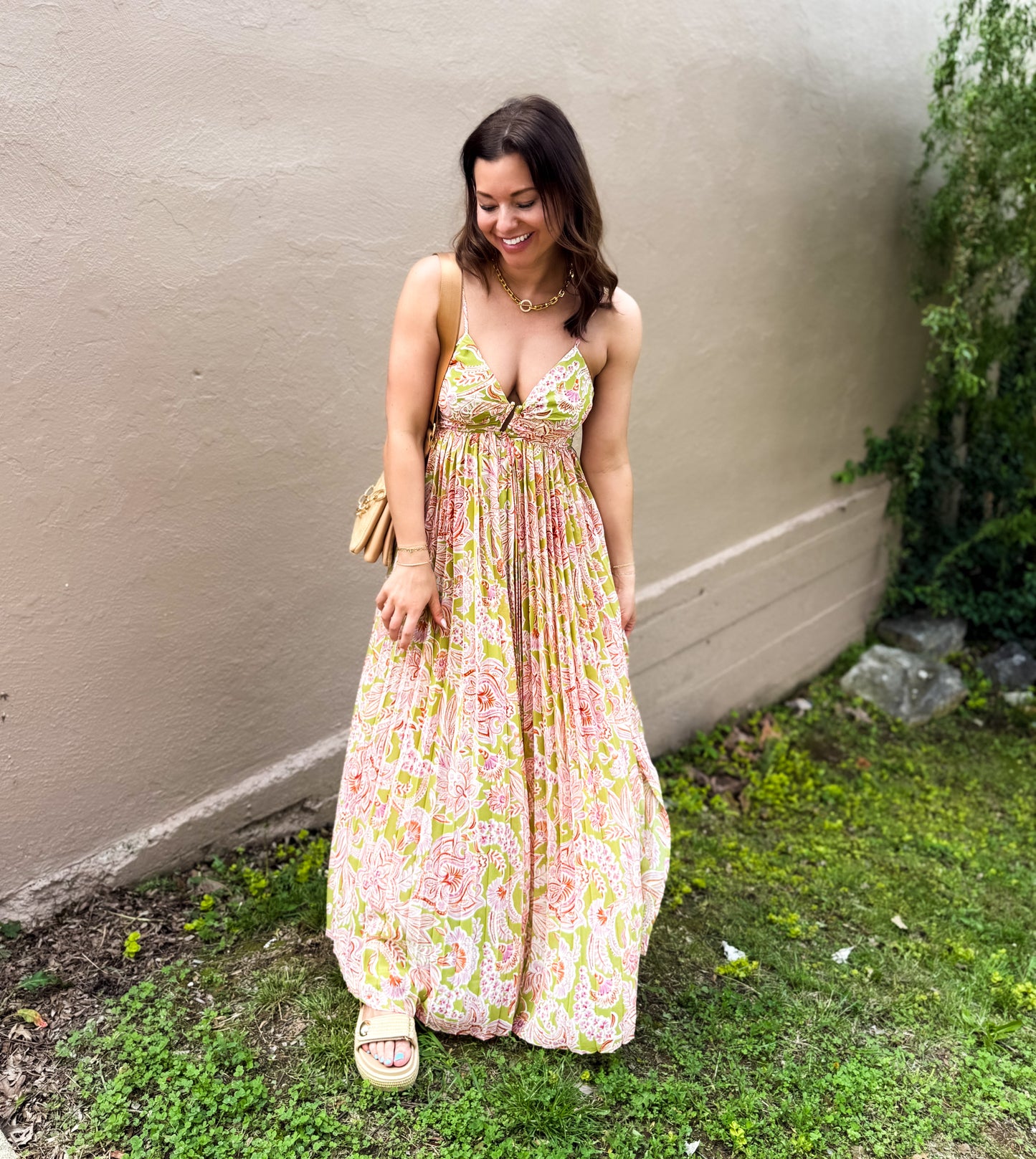 Lilly Bloom Pleated Maxi Dres