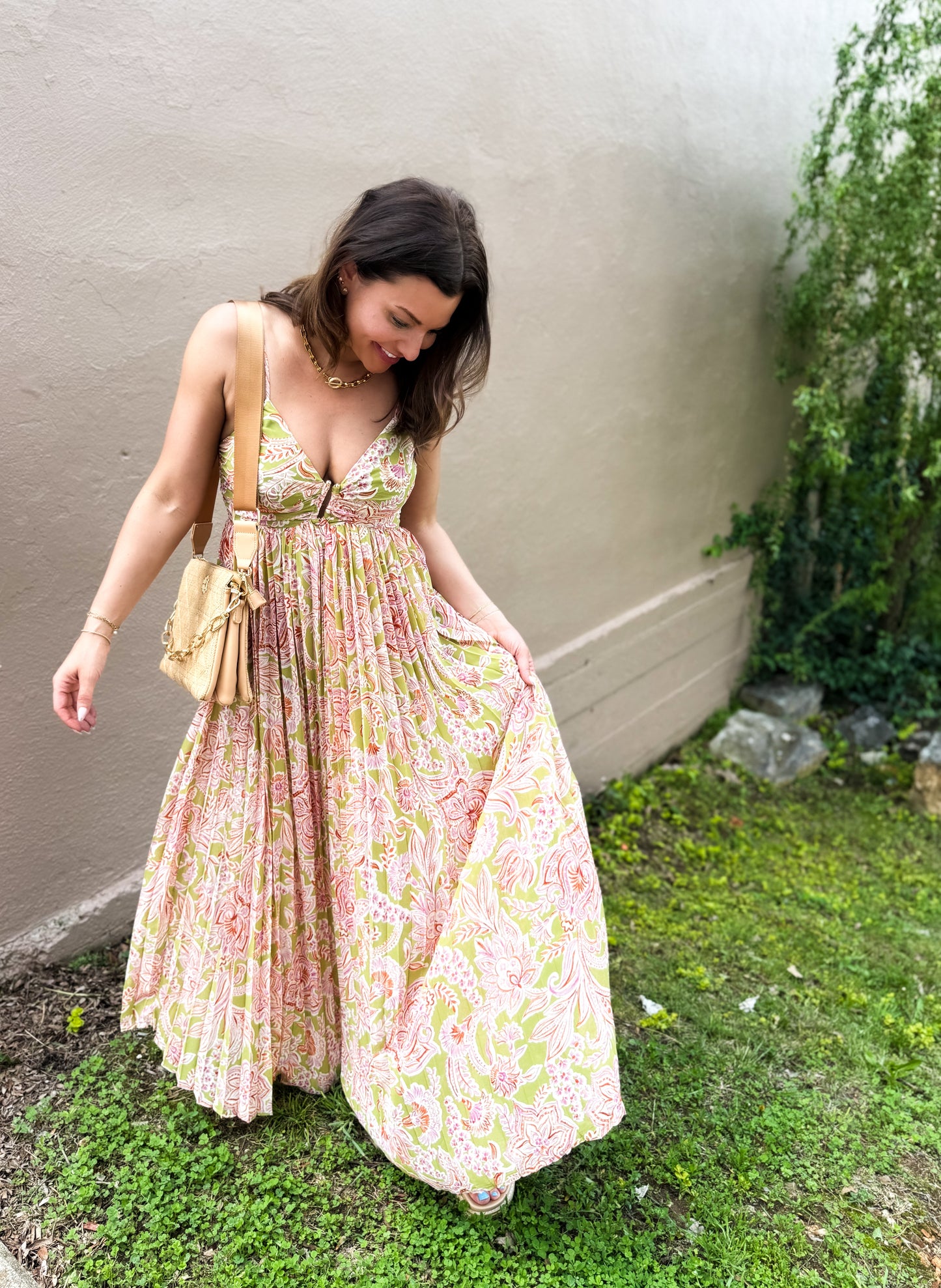 Lilly Bloom Pleated Maxi Dres