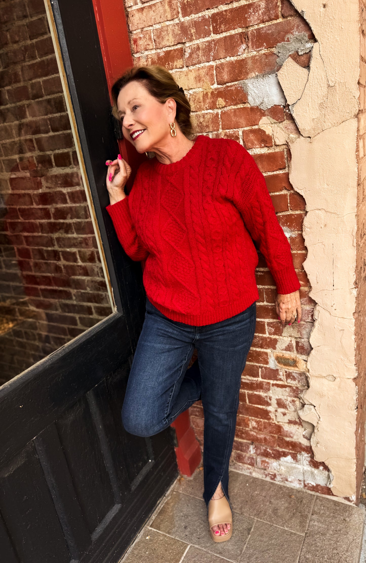 Cherry Cable Knit Sweater