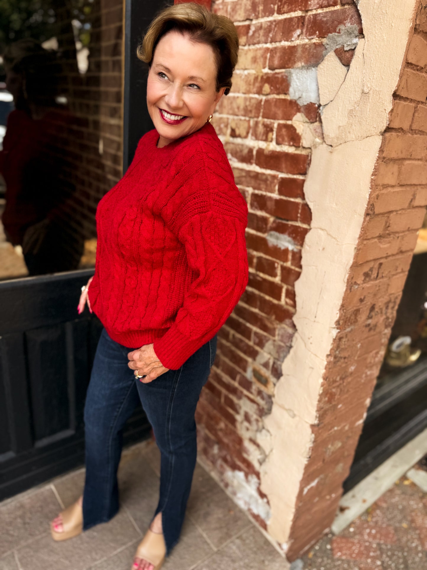Cherry Cable Knit Sweater