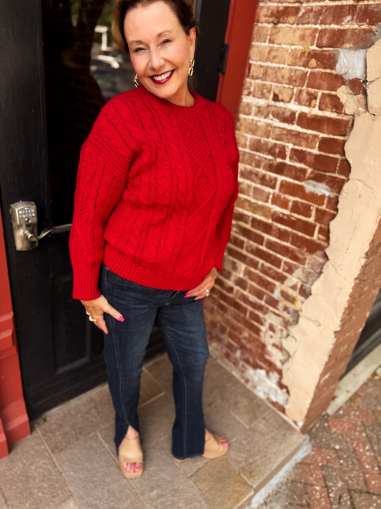 Cherry Cable Knit Sweater