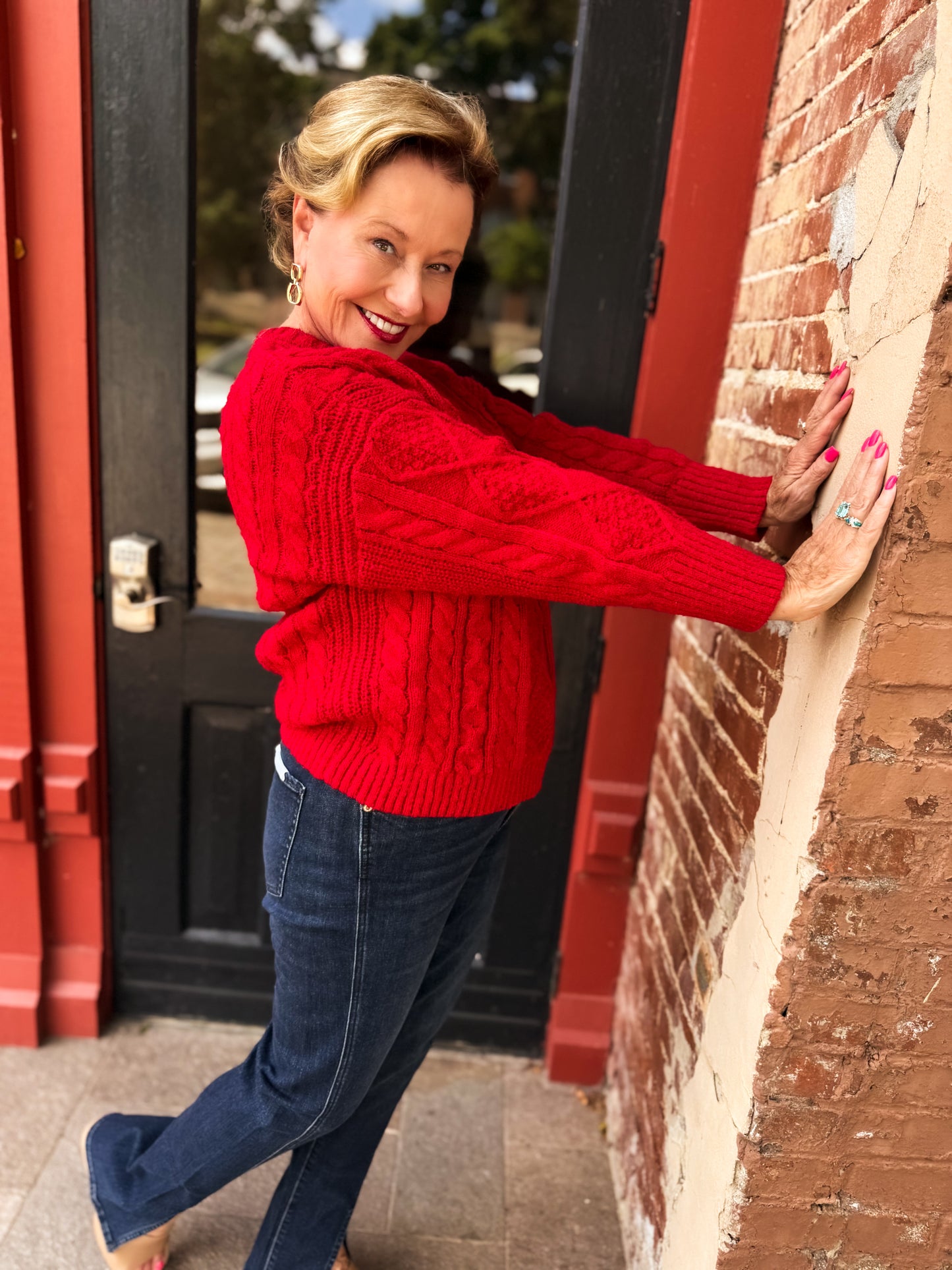 Cherry Cable Knit Sweater